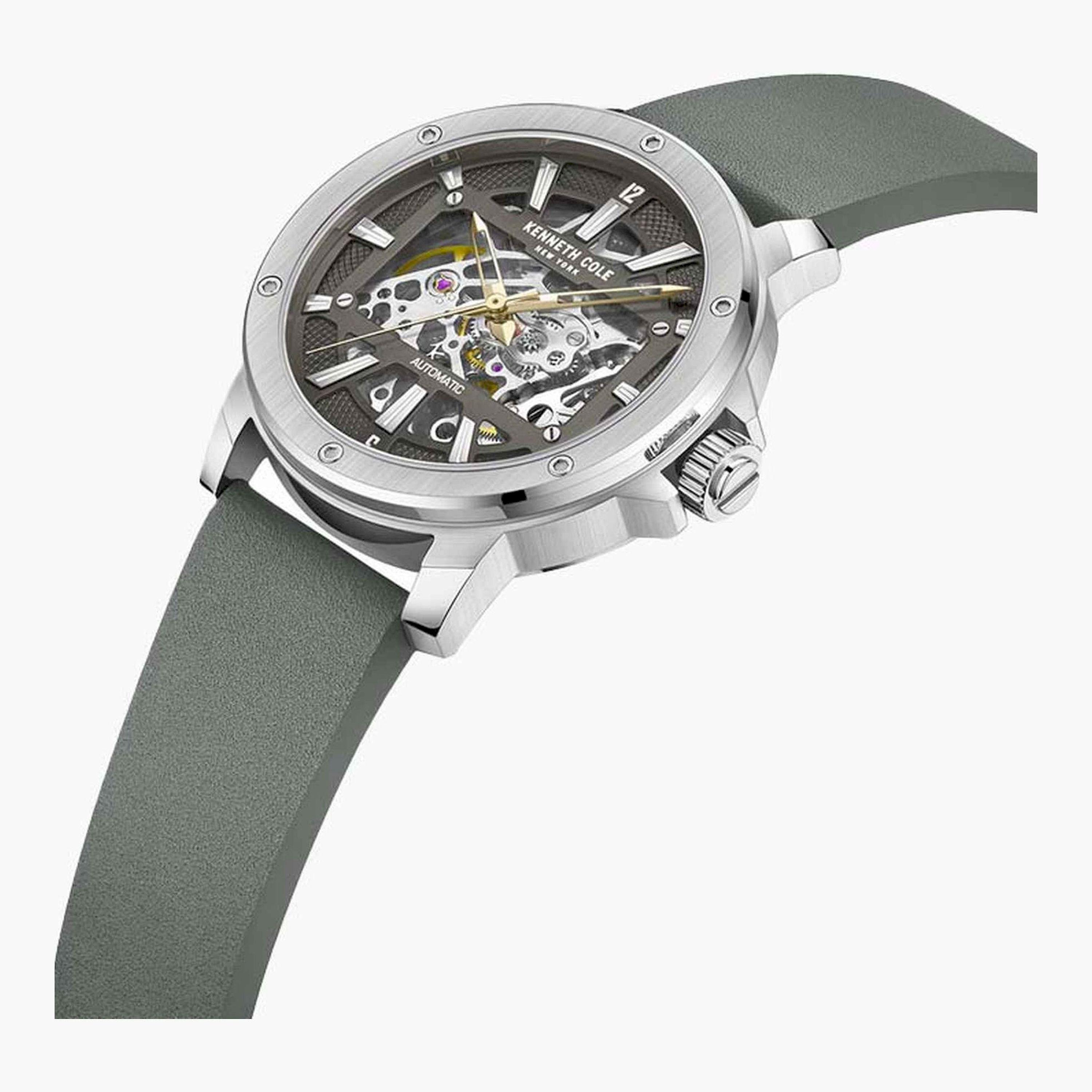 Kenneth Cole Men's 44 MM Grey Automatic Leather Watch | KCWGE2237902-men-watchesandjewellery-watches-image-2