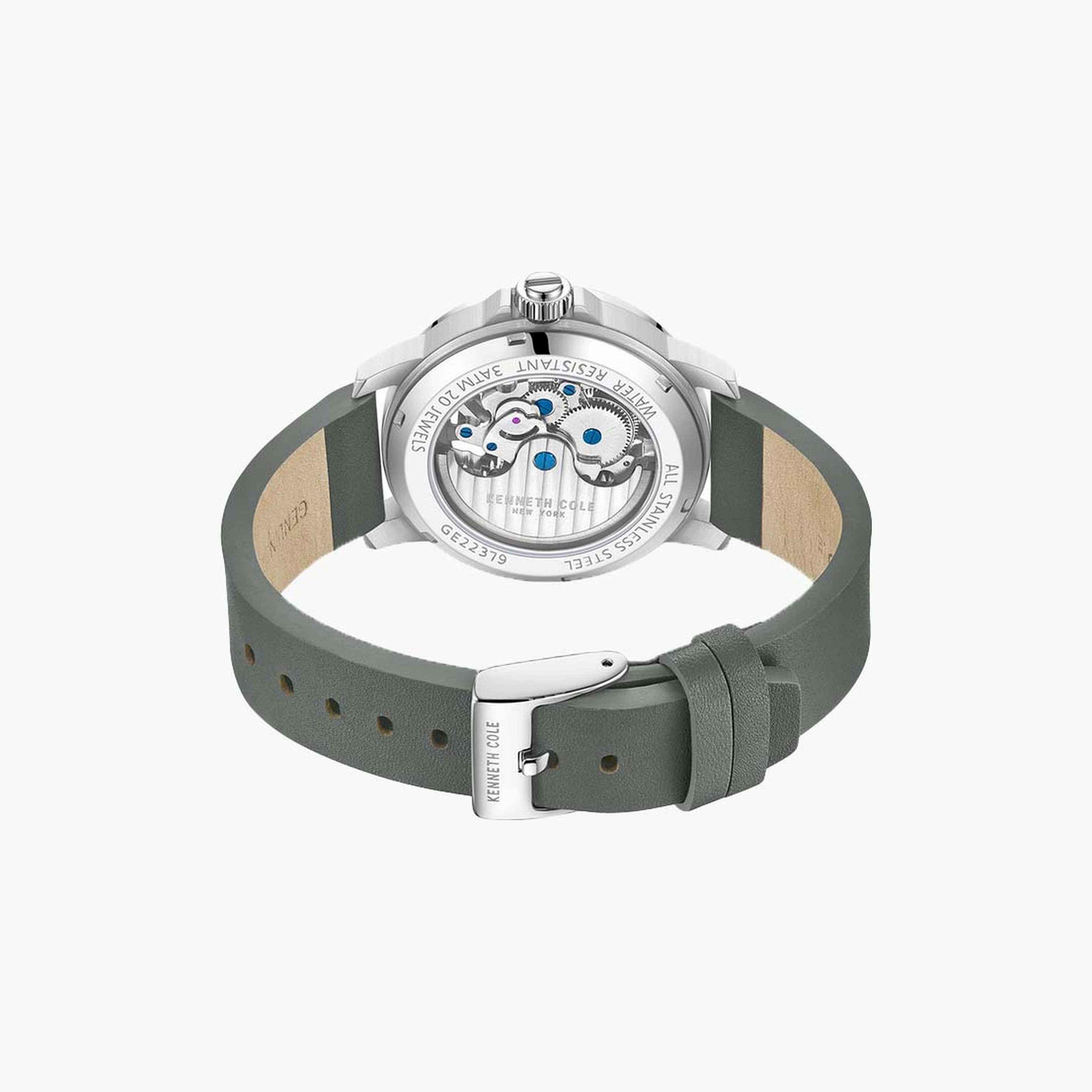 Kenneth Cole Men's 44 MM Grey Automatic Leather Watch | KCWGE2237902-men-watchesandjewellery-watches-image-3