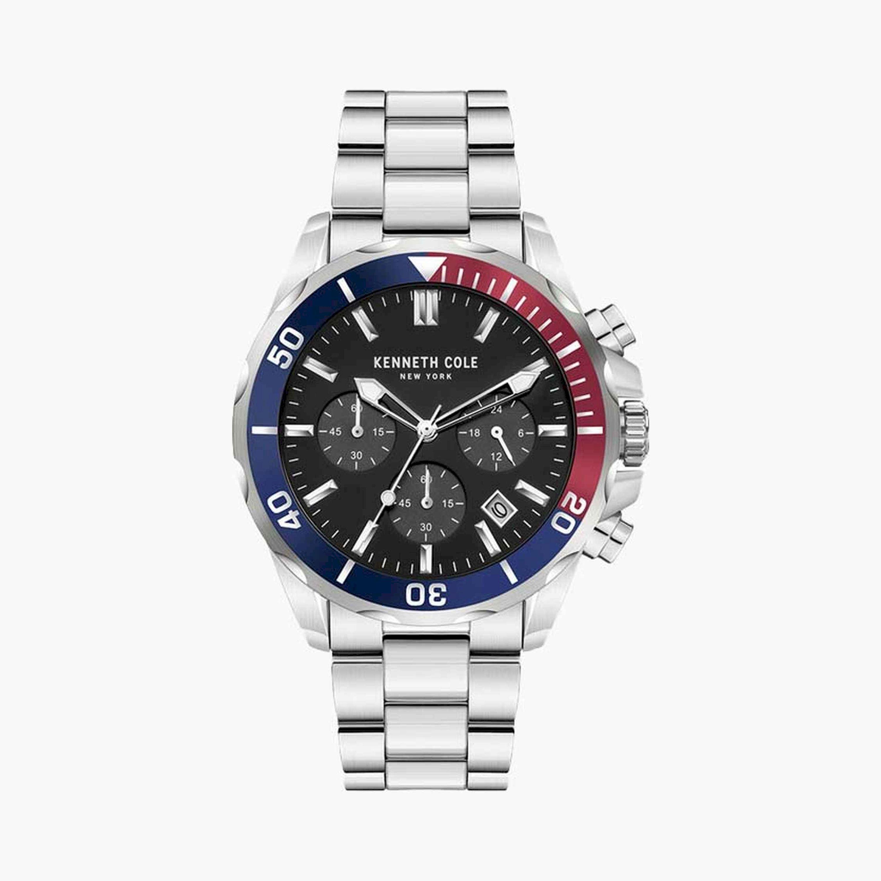 كينيث كول- ساعة  كرونوغراف  للرجال  سوار ستانلس ستيل   43 مم  لون فضي | KCWGI2105004-men-watchesandjewellery-watches-image-1