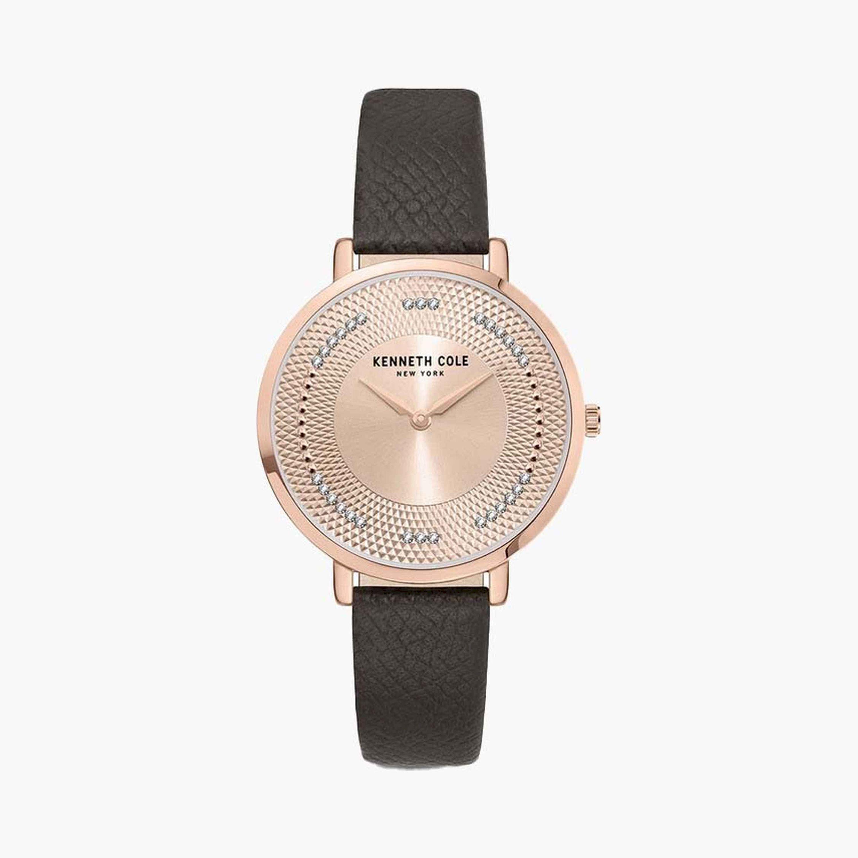 كينيث كول- ساعة  تناظرية  للنساء  سوار جلدي   34 مم  لون بني   | KCWLA0048103-women-watchesandjewellery-watches-image-1