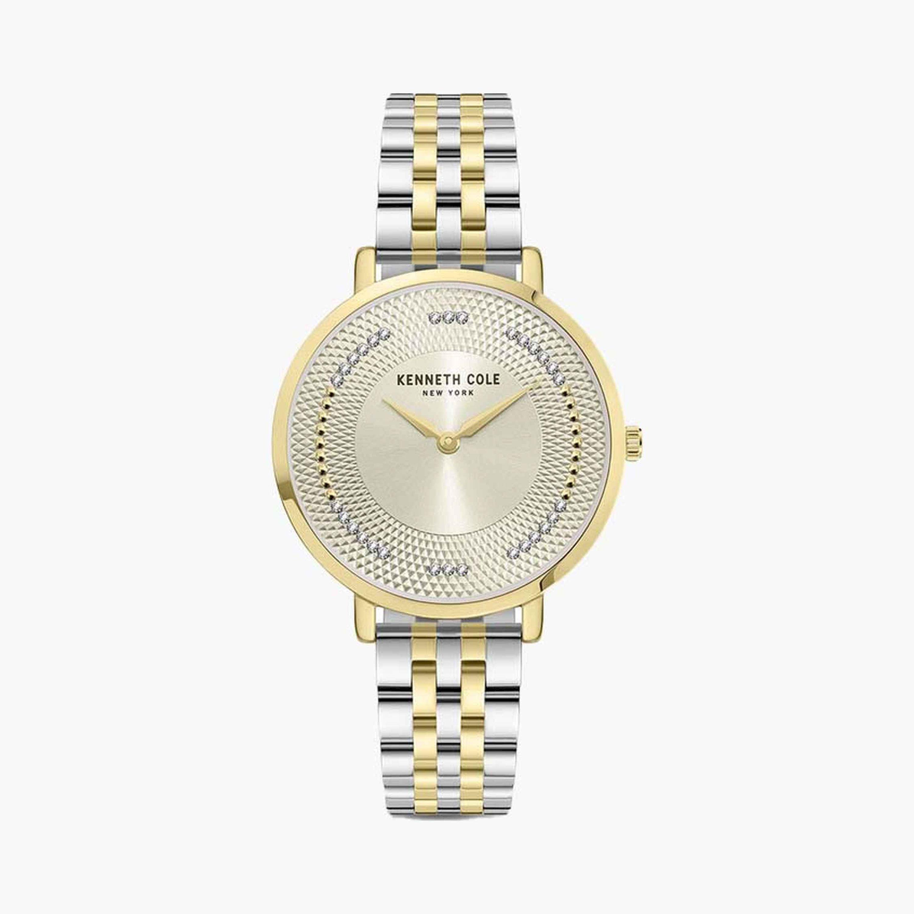 كينيث كول- ساعة  تناظرية  للنساء  سوار ستانلس ستيل   34 مم  لون فضي وذهبي | KCWLG0048104-women-watchesandjewellery-watches-image-1