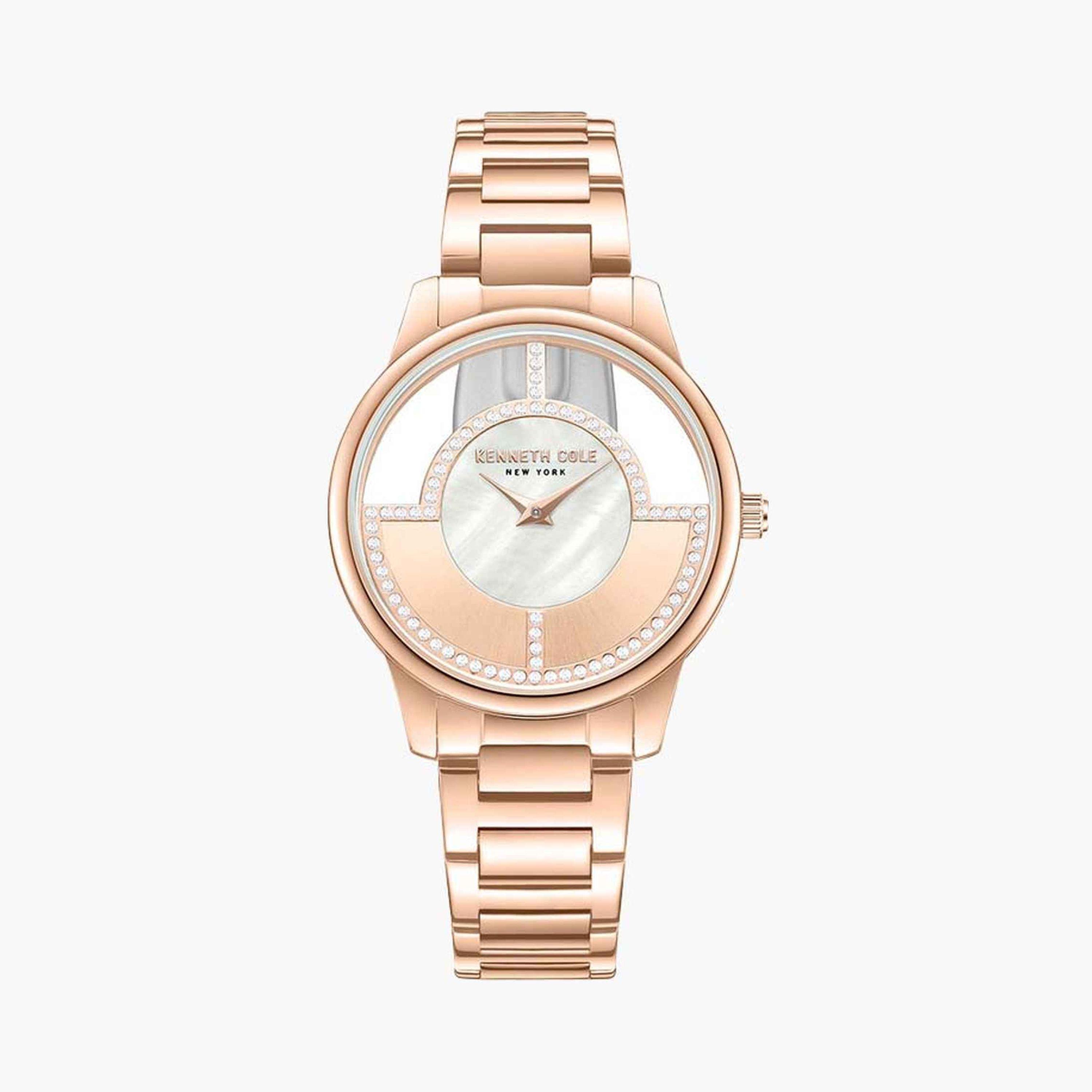 كينيث كول- ساعة  تناظرية  للنساء  سوار ستانلس ستيل   34 مم  لون وردي ذهبي | KCWLG0061501-women-watchesandjewellery-watches-image-1