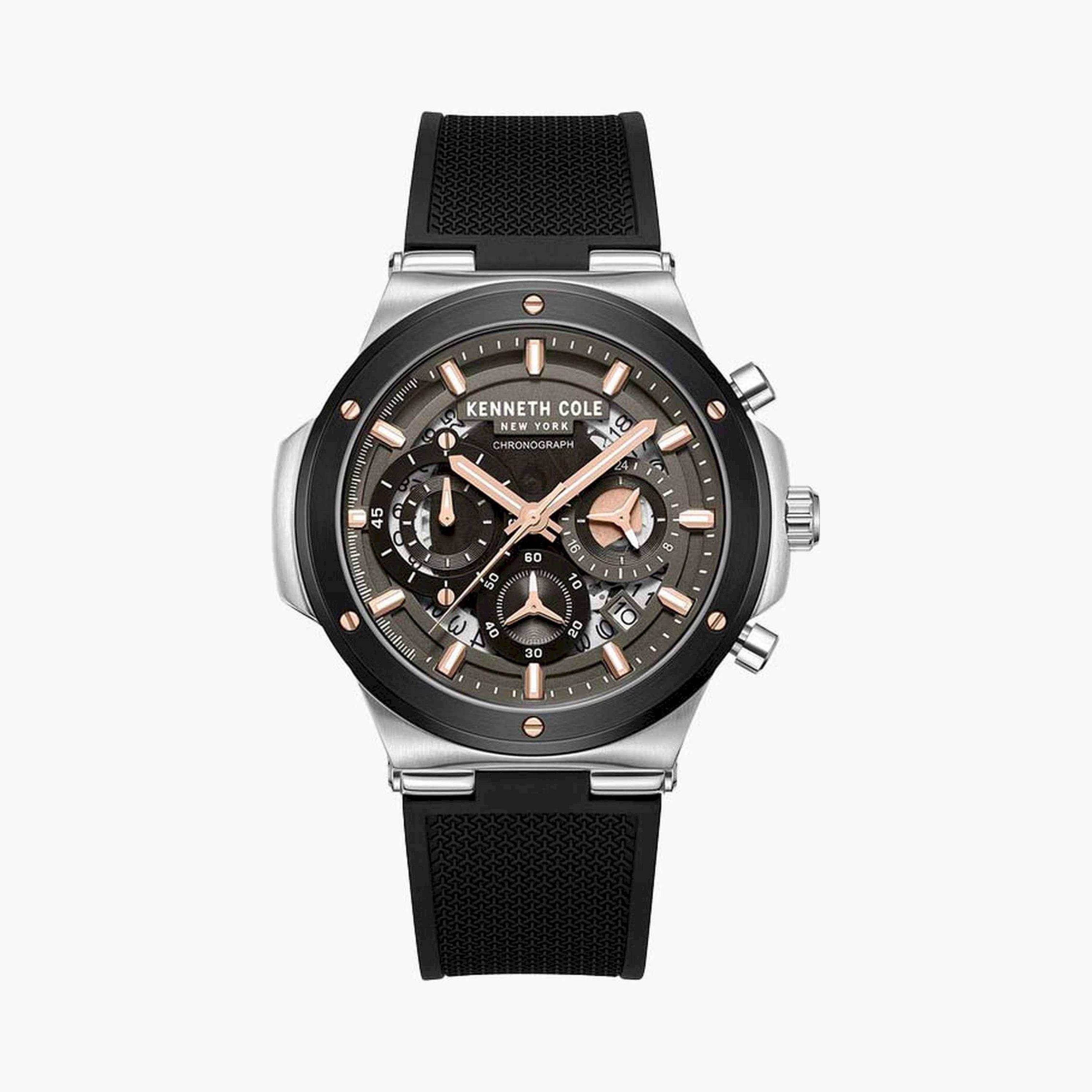 كينيث كول- ساعة  كرونوغراف  للرجال  سوار سيليكون   44 مم  لون أسود   | KCWGO0047301-men-watchesandjewellery-watches-image-1
