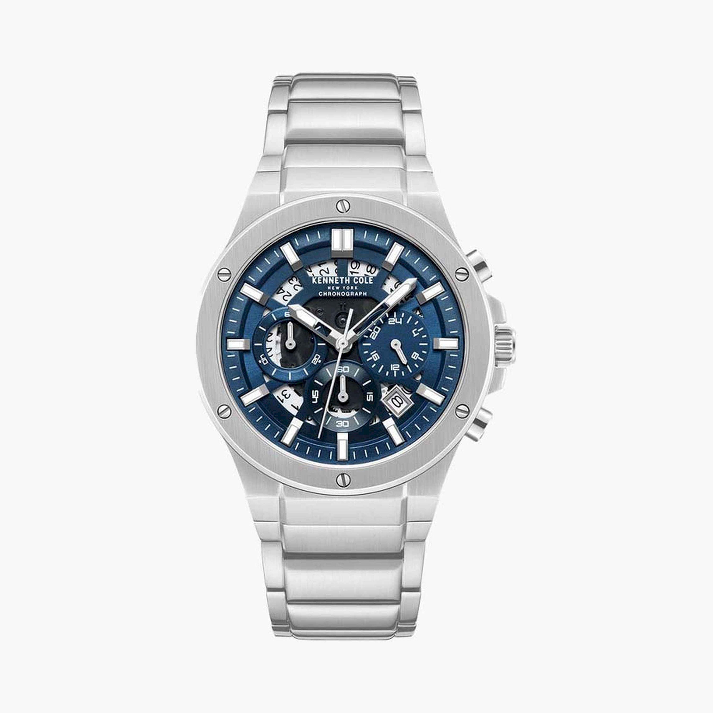 كينيث كول- ساعة  كرونوغراف  للرجال  سوار ستانلس ستيل   43 مم  لون فضي | KCWGI0058302-men-watchesandjewellery-watches-image-1