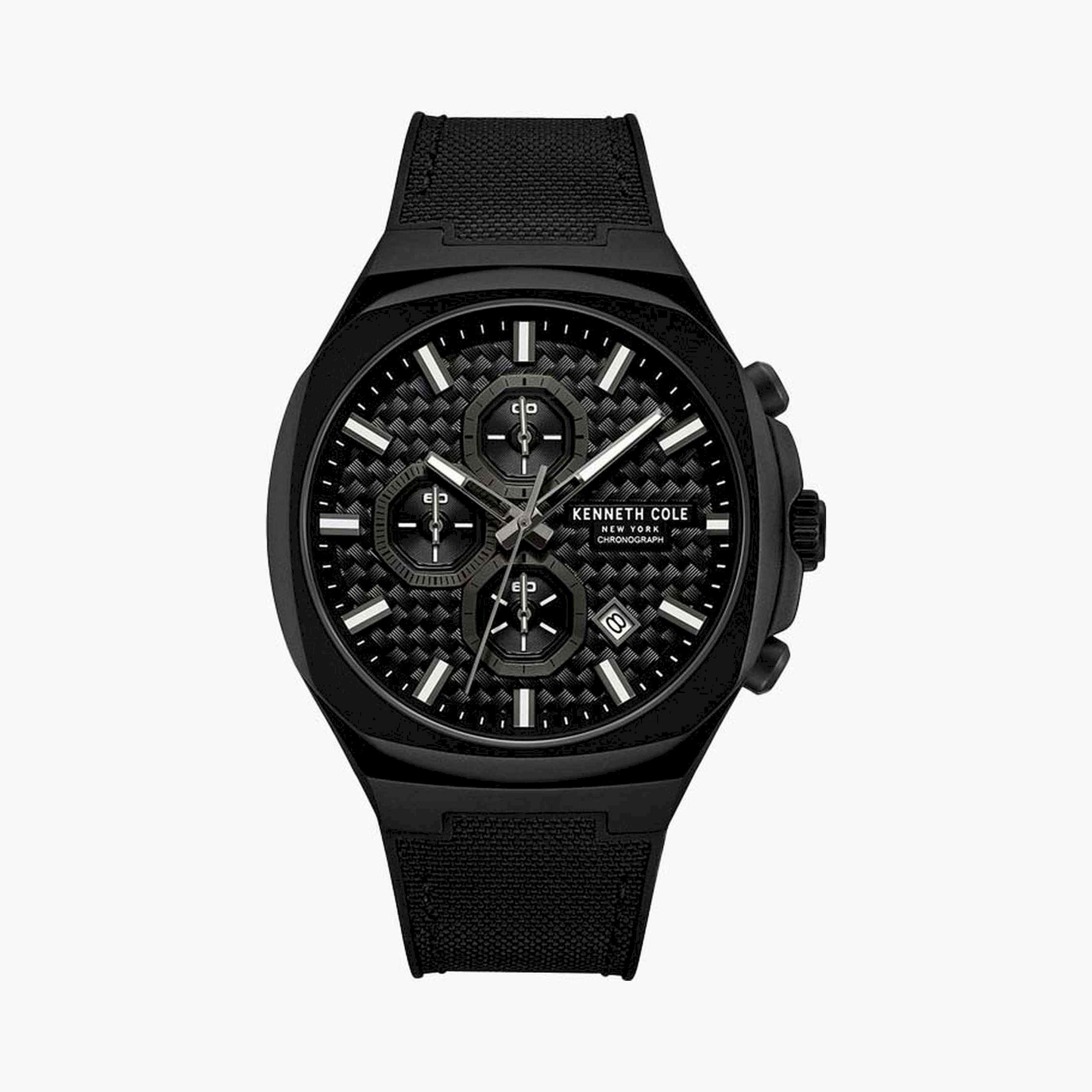 كينيث كول- ساعة  كرونوغراف  للرجال  سوار سيليكون   45 مم  لون أسود   | KCWGO0059603-men-watchesandjewellery-watches-image-1
