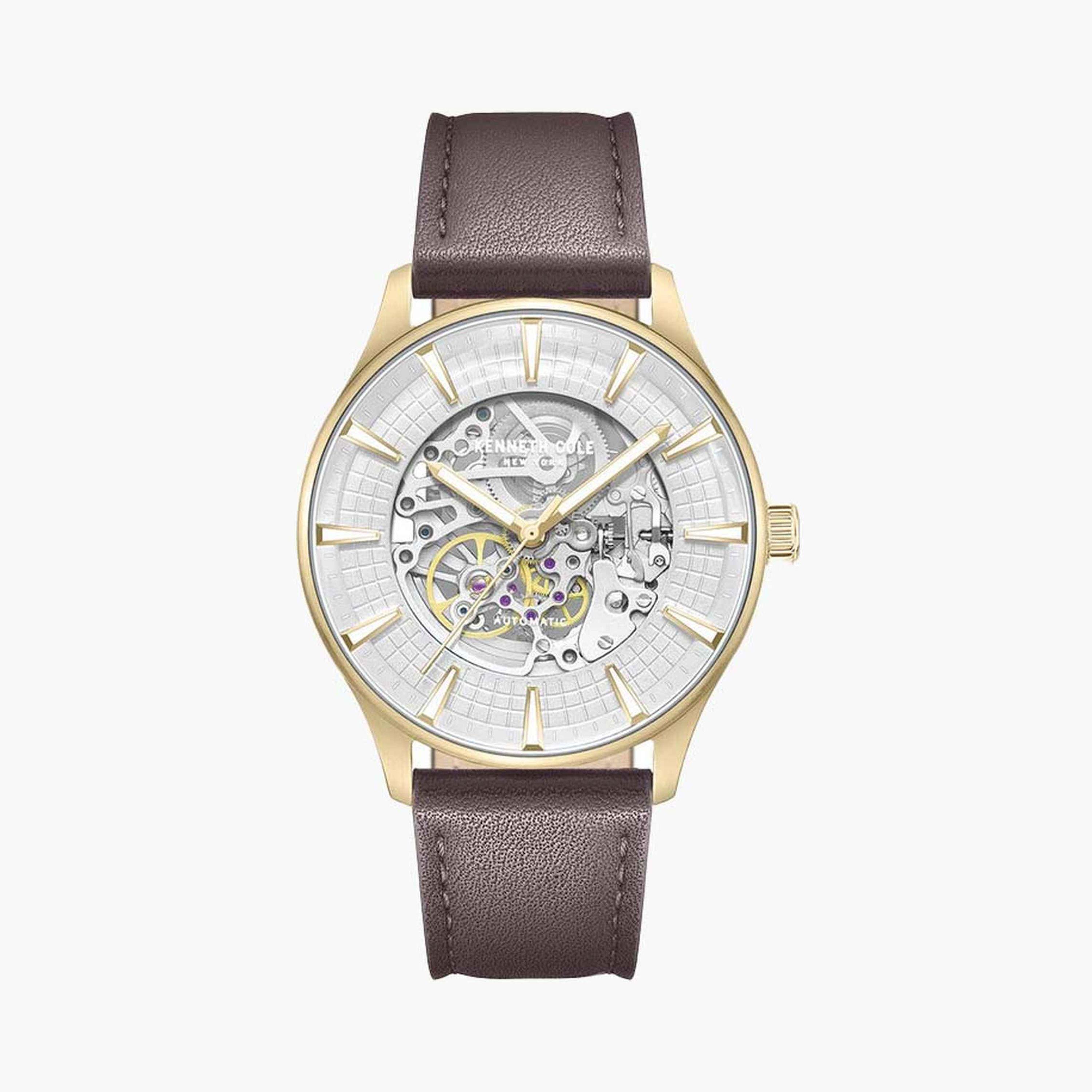 كينيث كول- ساعة  أتوماتيكية للرجال  سوار جلدي   44 مم  لون بني   | KCWGX0057901-men-watchesandjewellery-watches-image-1