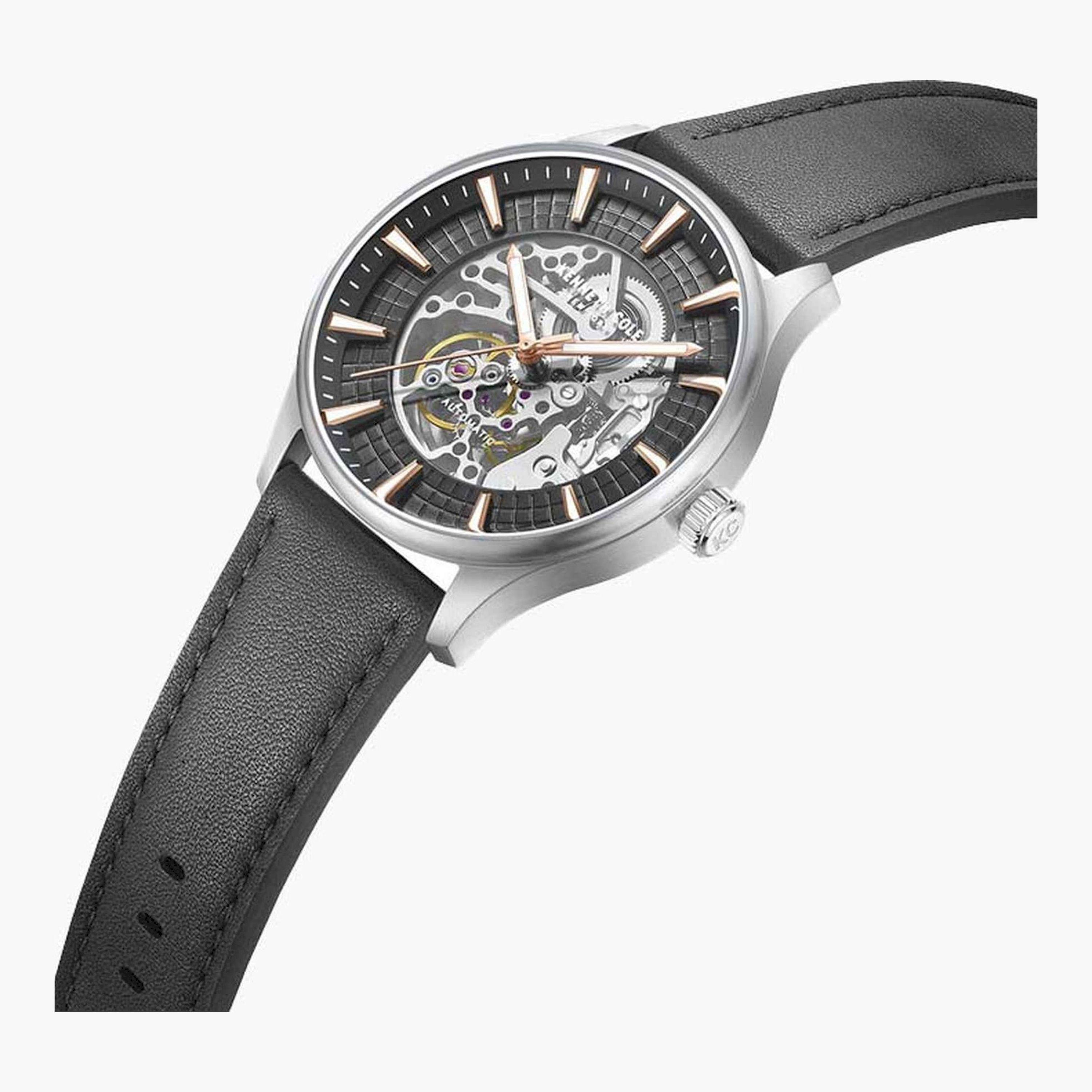 Kenneth Cole Men's 44 MM Black Automatic Leather Watch | KCWGX0057902-men-watchesandjewellery-watches-image-2