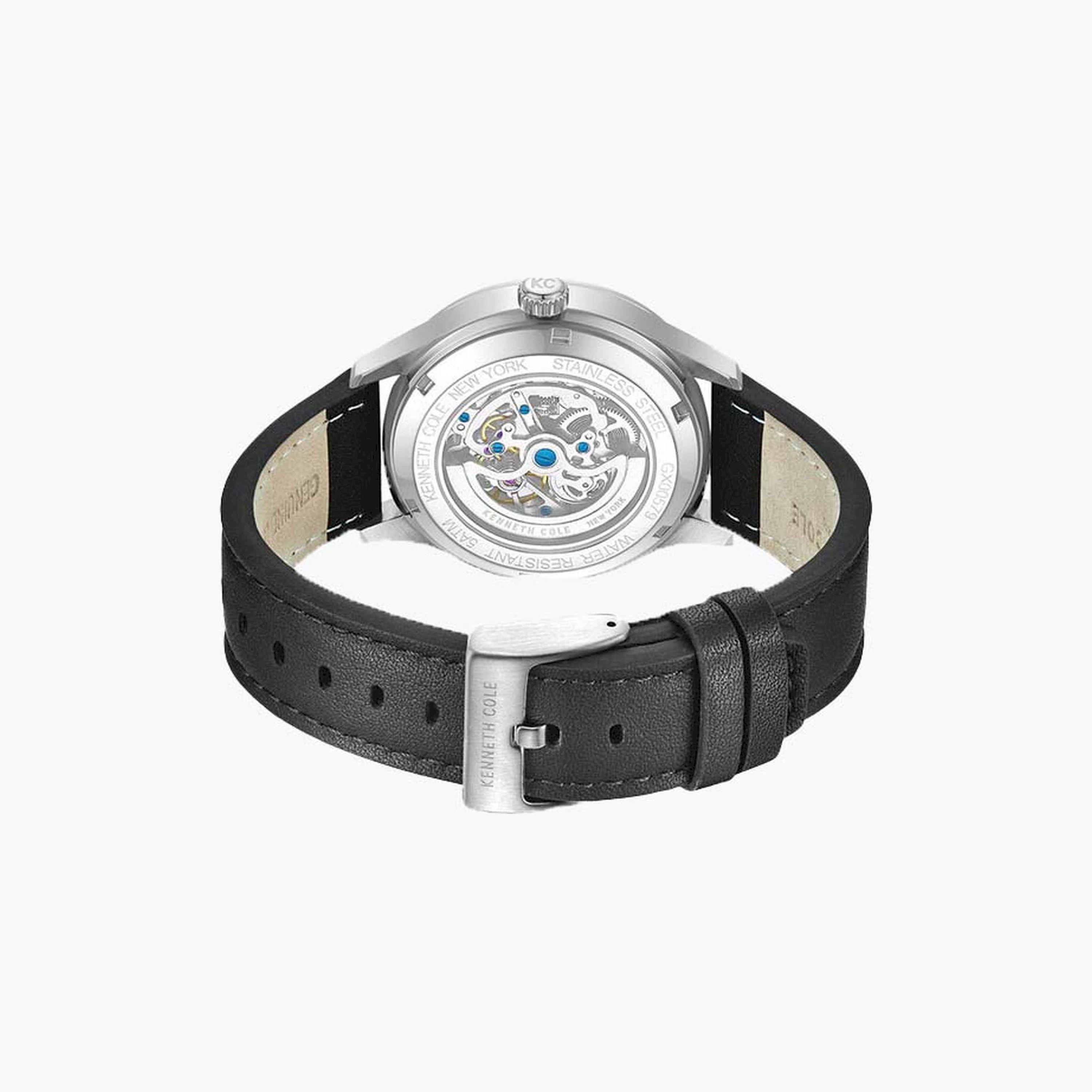 Kenneth Cole Men's 44 MM Black Automatic Leather Watch | KCWGX0057902-men-watchesandjewellery-watches-image-3