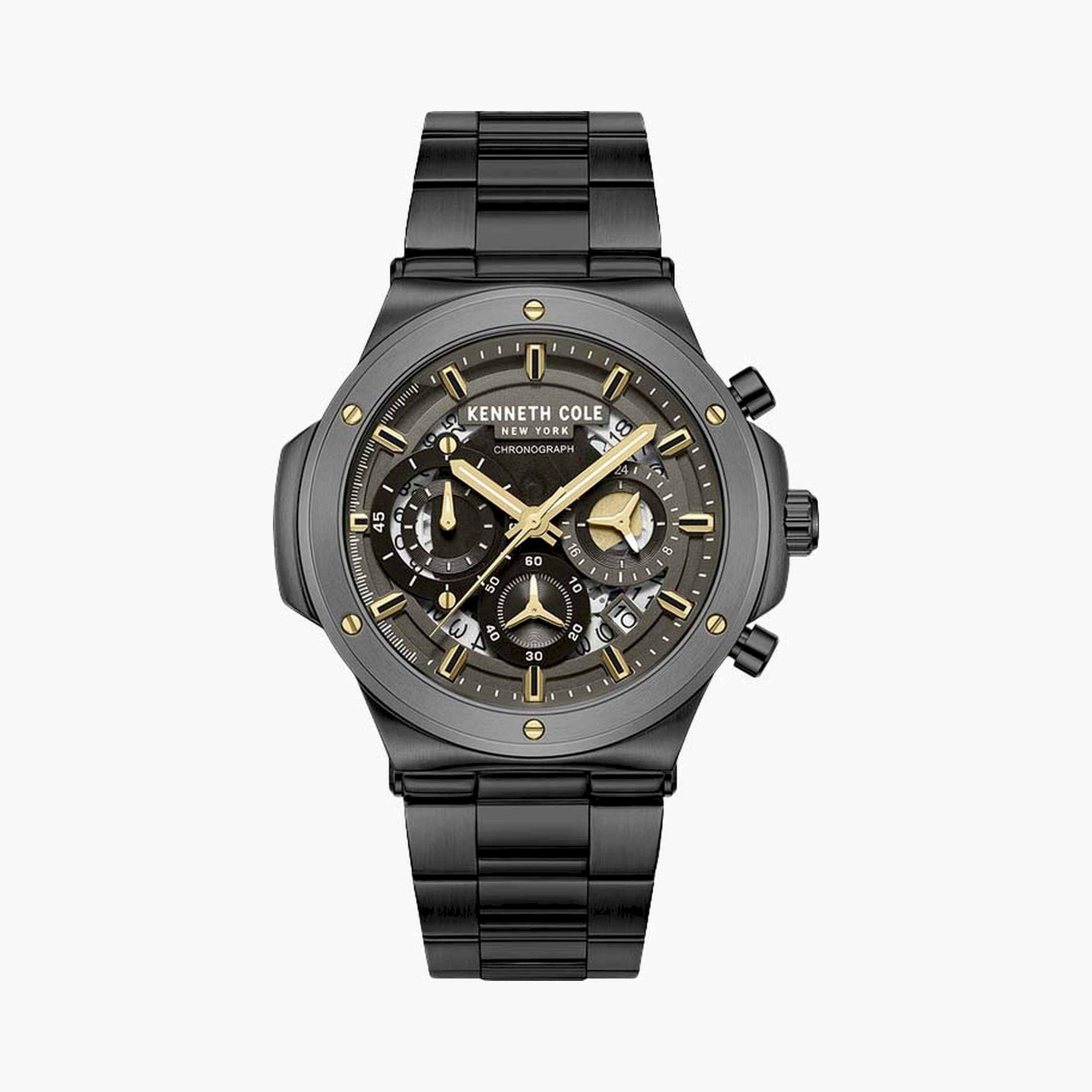 كينيث كول- ساعة  كرونوغراف  للرجال  سوار ستانلس ستيل   46 مم  لون أسود | KCWGI0047303-men-watchesandjewellery-watches-image-1