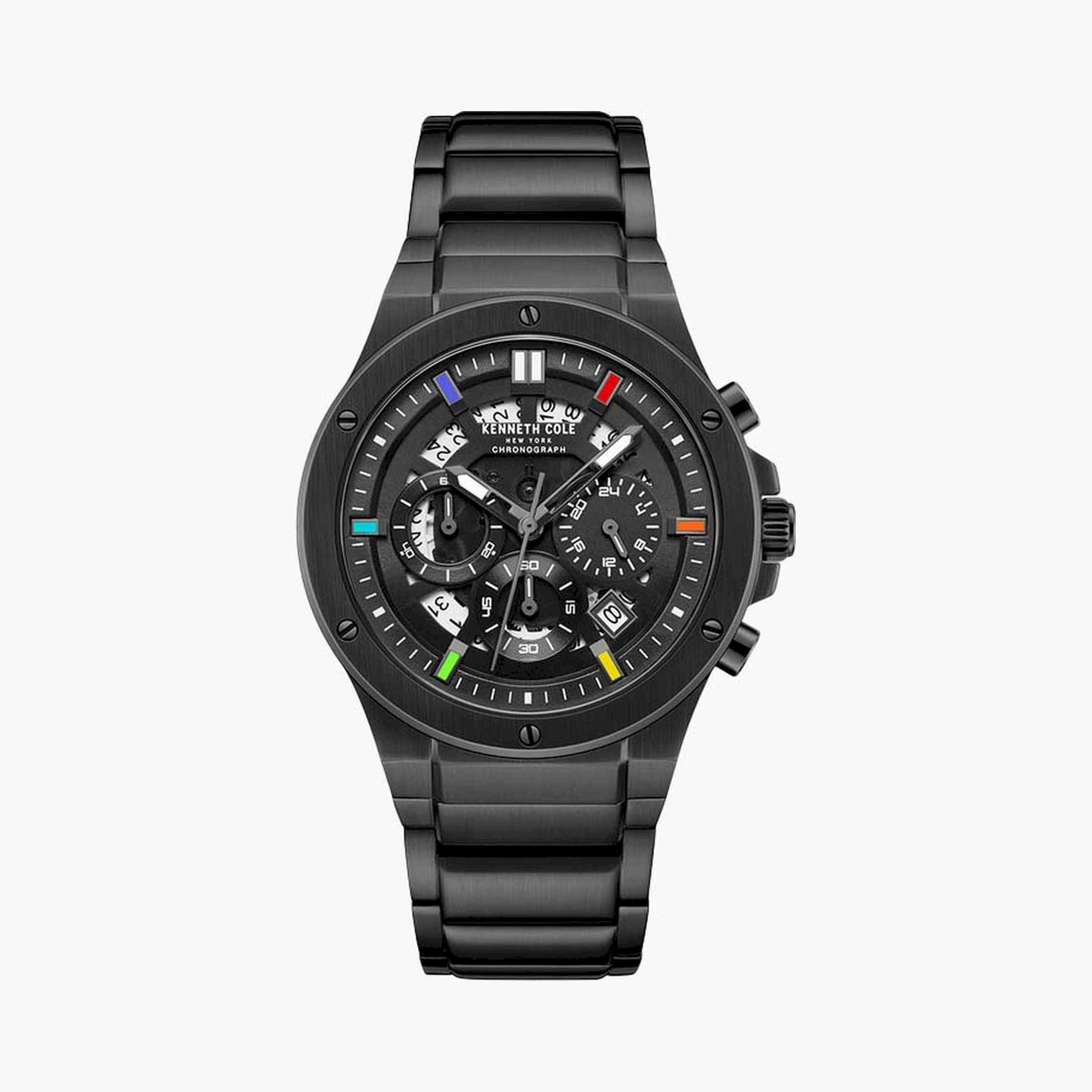 كينيث كول- ساعة  كرونوغراف  للرجال  سوار ستانلس ستيل   43 مم  لون أسود | KCWGI0058301-men-watchesandjewellery-watches-image-1