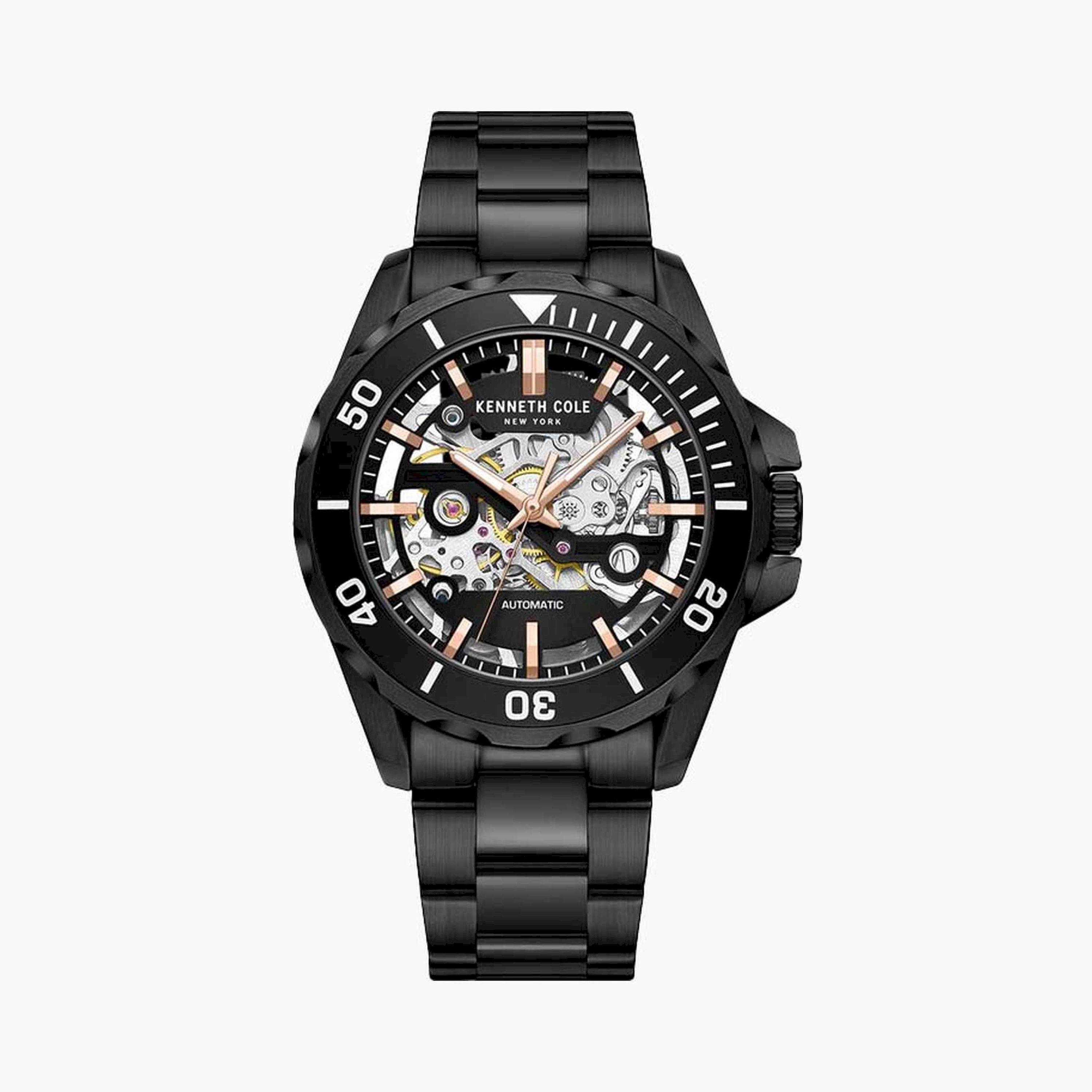 كينيث كول- ساعة  أتوماتيكية للرجال  سوار ستانلس ستيل   43 مم  لون أسود | KCWGY0046002-men-watchesandjewellery-watches-image-1