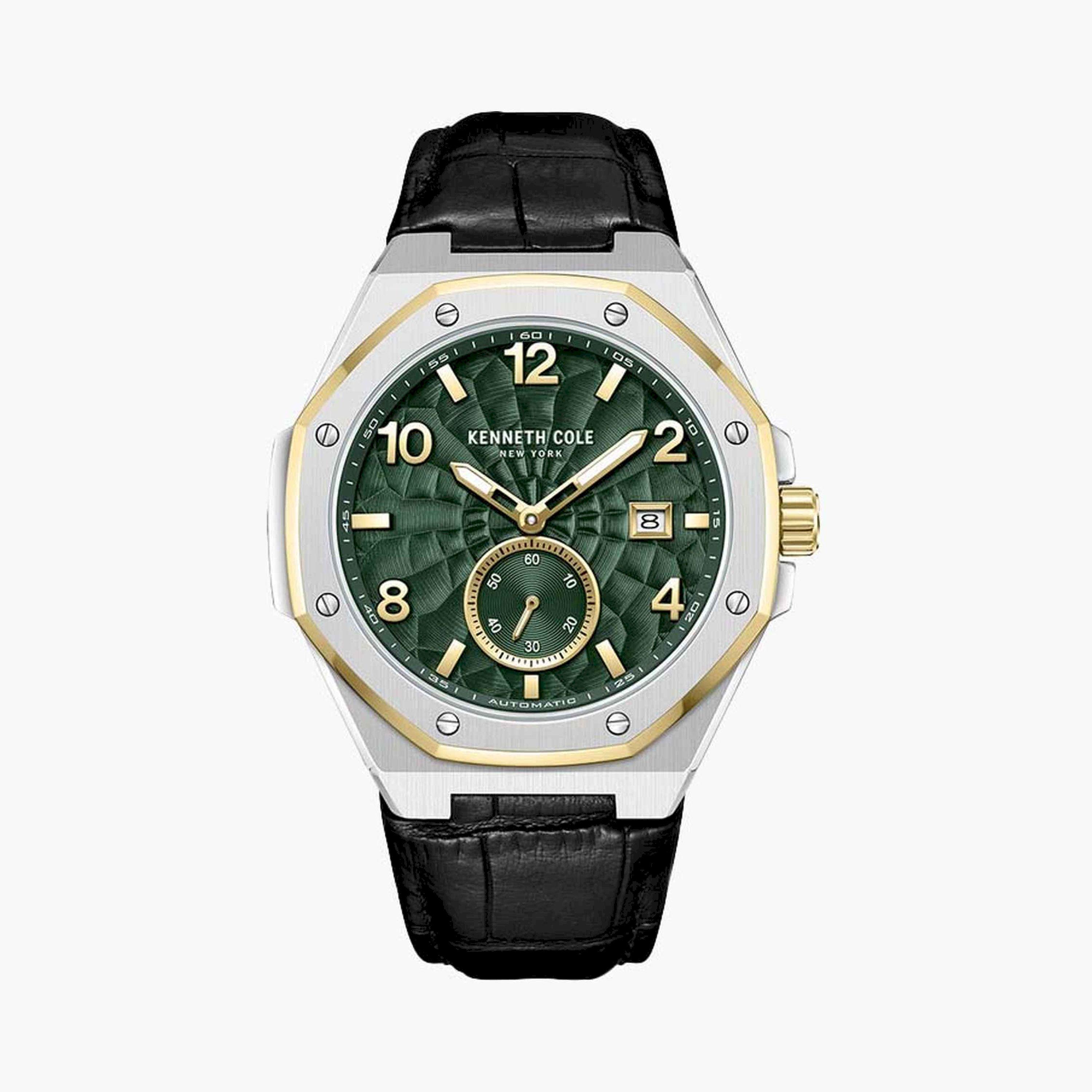 Kenneth Cole Men's 42 MM Black Automatic Leather Watch | KCWGX0059003-men-watchesandjewellery-watches-image-1