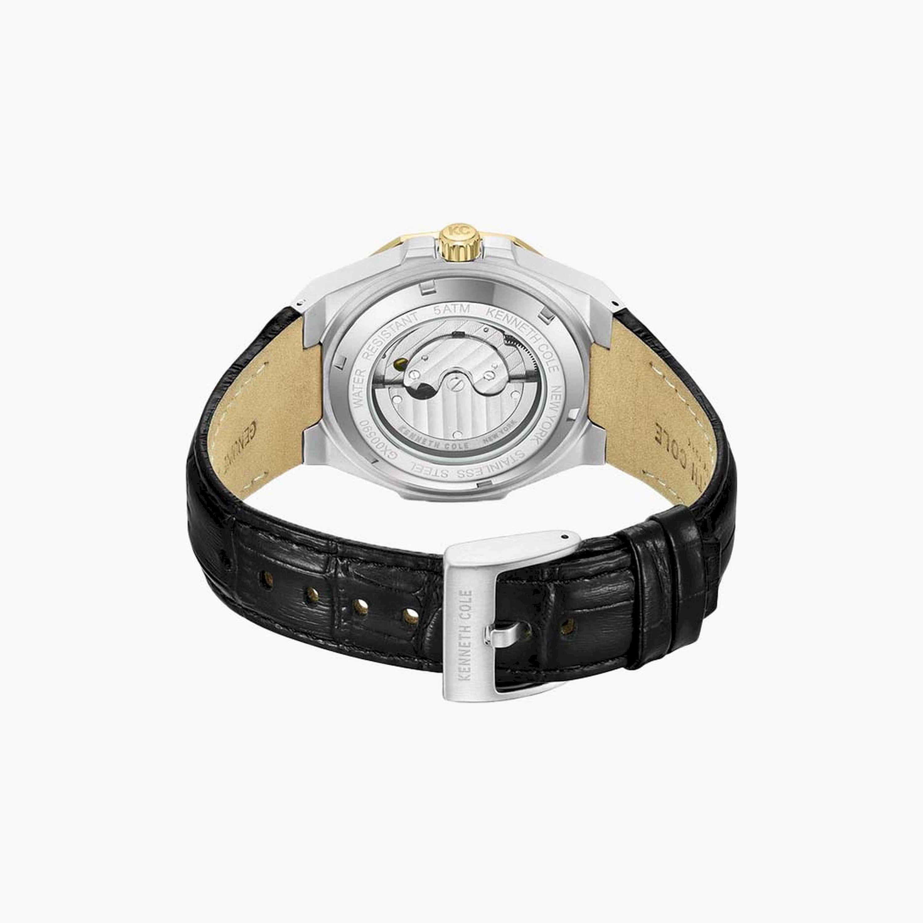 Kenneth Cole Men's 42 MM Black Automatic Leather Watch | KCWGX0059003-men-watchesandjewellery-watches-image-3