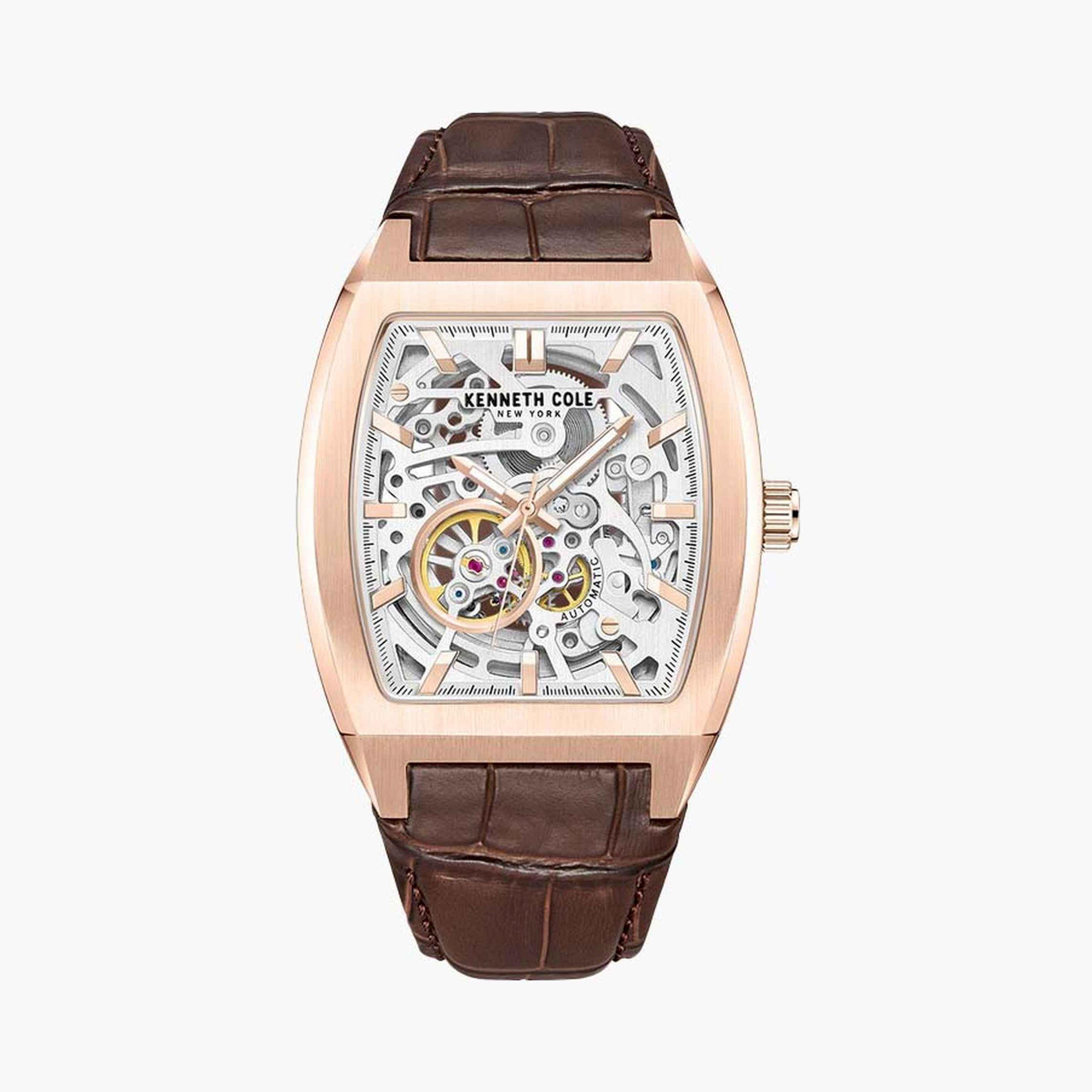 Kenneth Cole Men's 42 MM Brown Automatic Leather Watch | KCWGX0063802-men-watchesandjewellery-watches-image-1