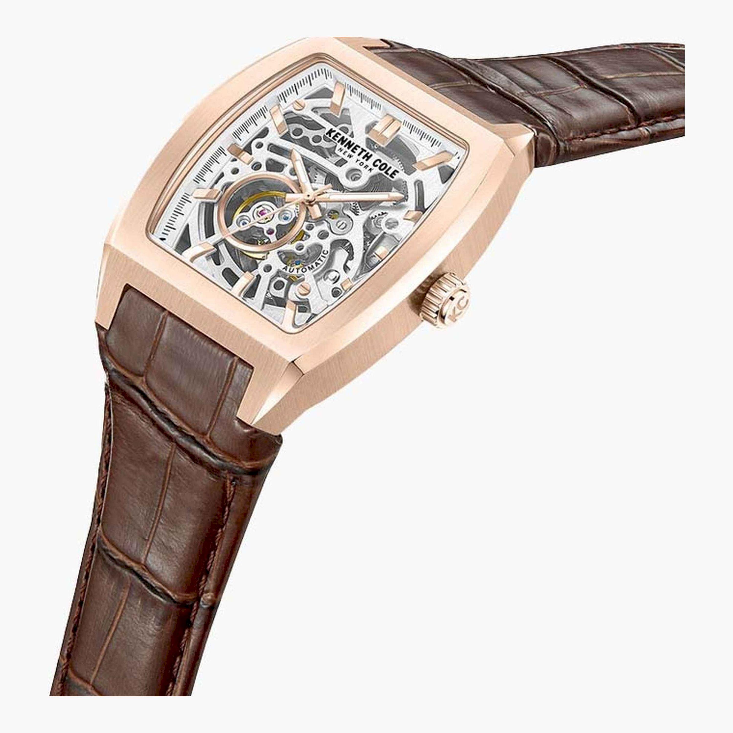 Kenneth Cole Men's 42 MM Brown Automatic Leather Watch | KCWGX0063802-men-watchesandjewellery-watches-image-2