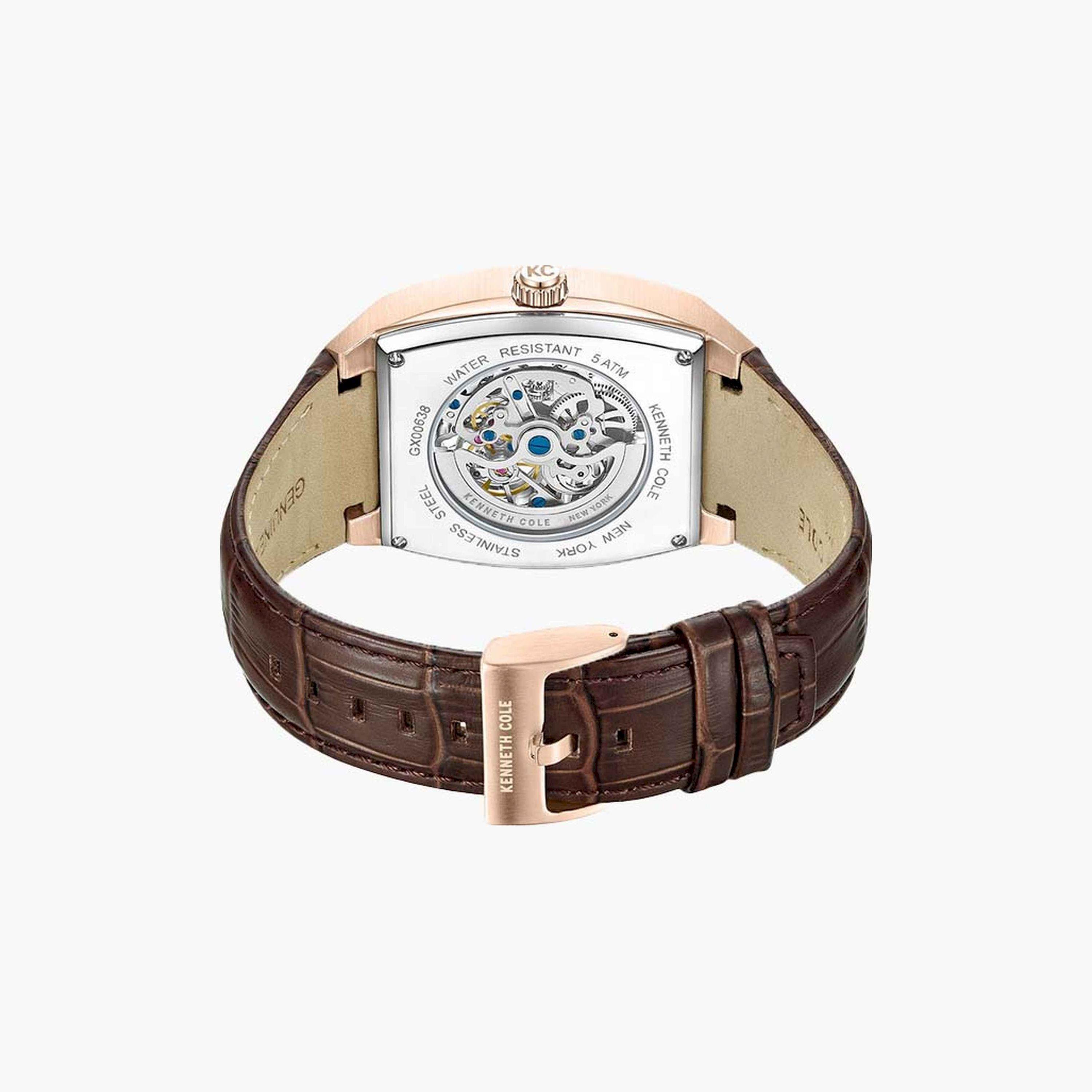 Kenneth Cole Men's 42 MM Brown Automatic Leather Watch | KCWGX0063802-men-watchesandjewellery-watches-image-3