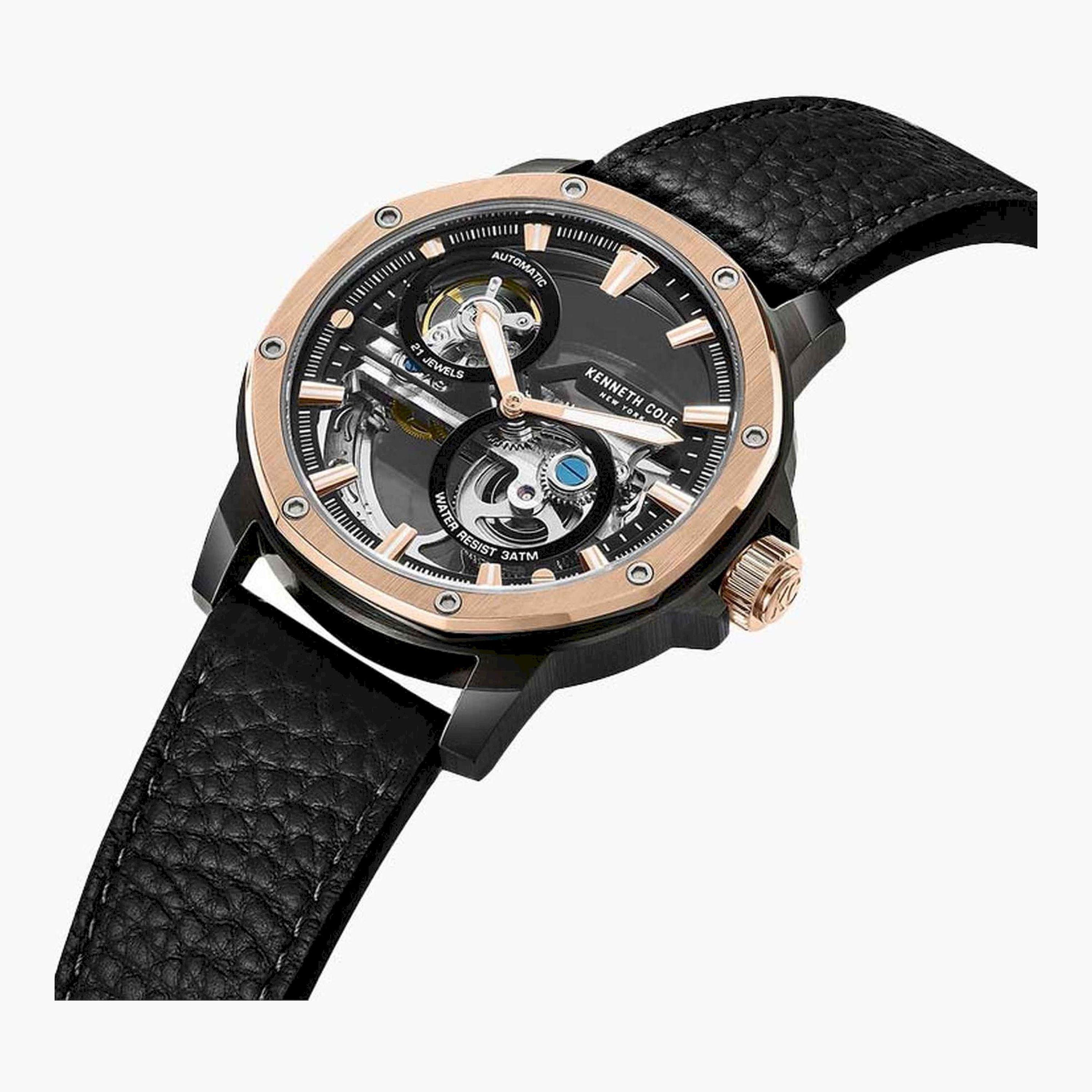 كينيث كول- ساعة  أتوماتيكية للرجال  سوار جلدي   44 مم  لون أسود   | KCWGE0033702-men-watchesandjewellery-watches-image-2