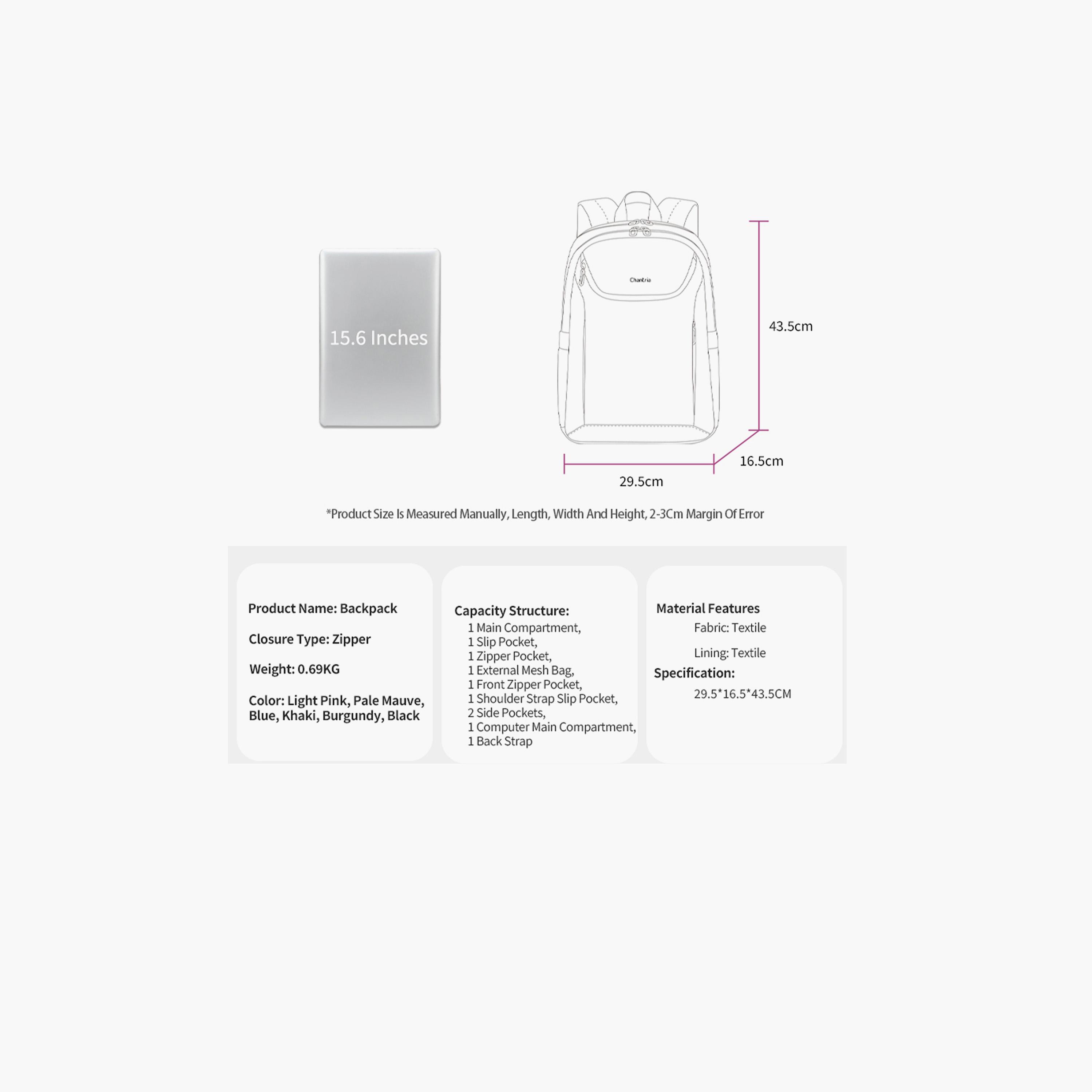 Chantria 17.1 Inches Backpack Polyester Convenient Multi-Pocket Design | CB00638-women-bagsandwallets-backpacks-image-5
