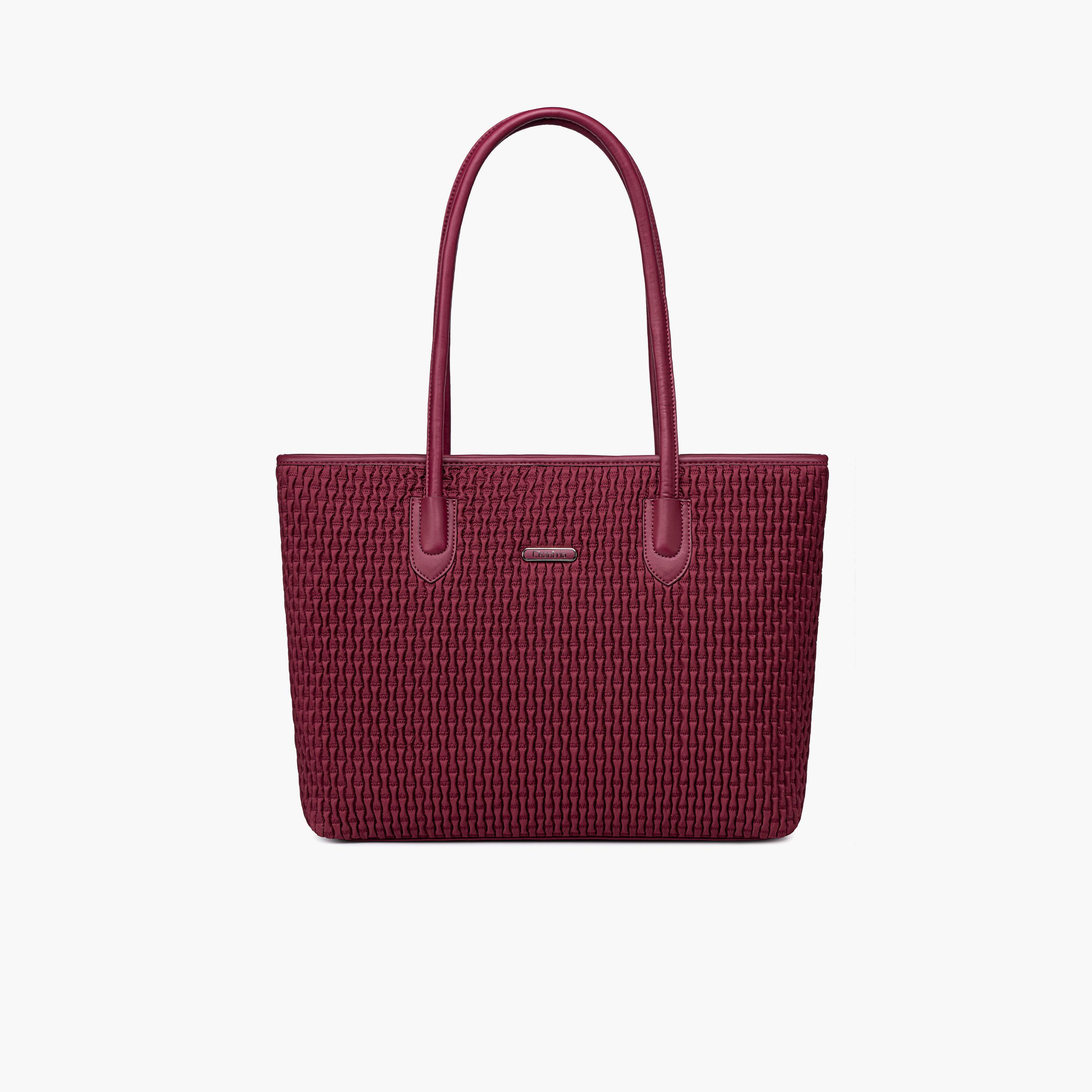 Chantria Textured Double-Handle Shoulder Bag with Zipper Closure | CB00800-women-bagsandwallets-handbags-image-2