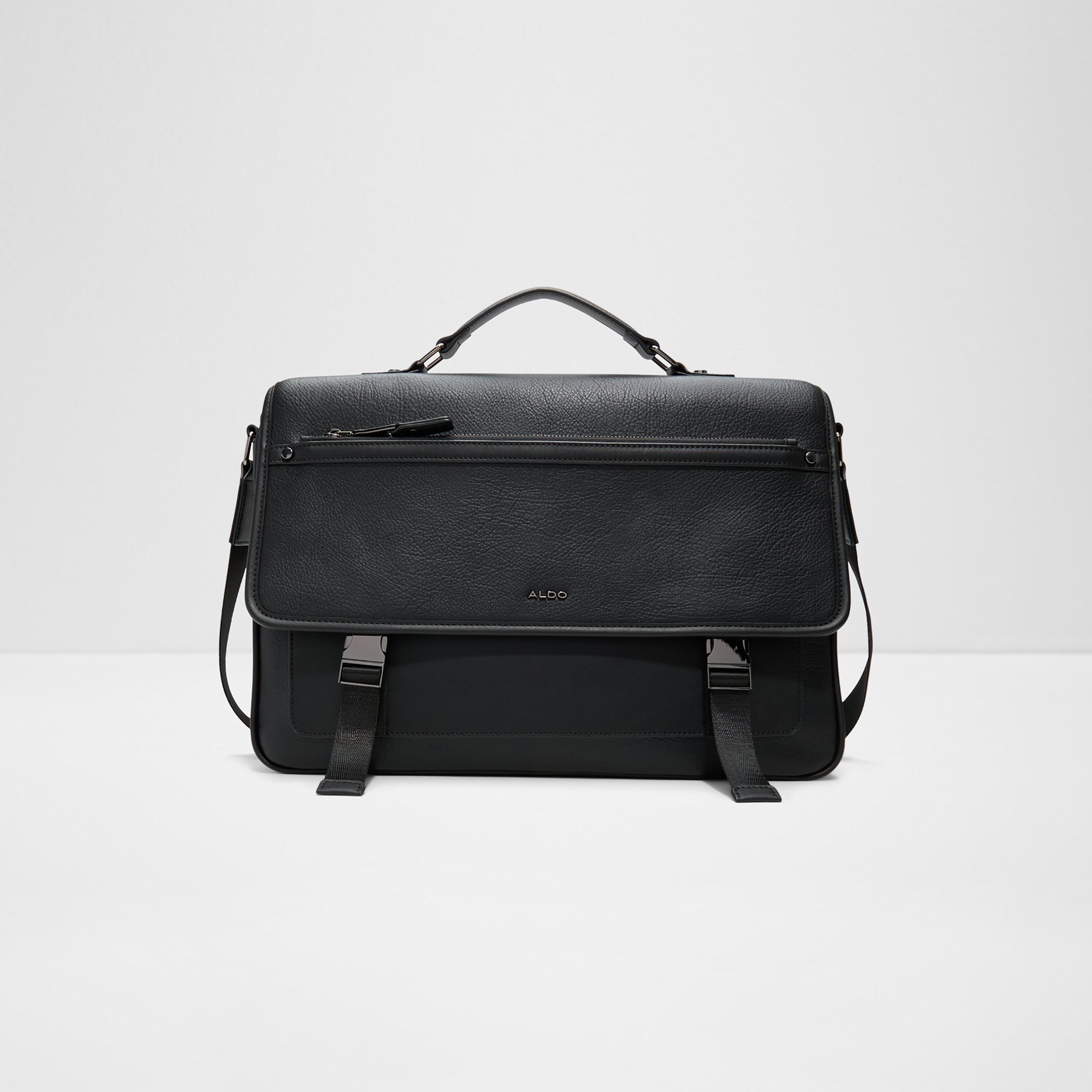 Aldo Souhil Plain Messenger Bag with Metal Buckle and Adjustable Shoulder Strap-men-bags-image-1
