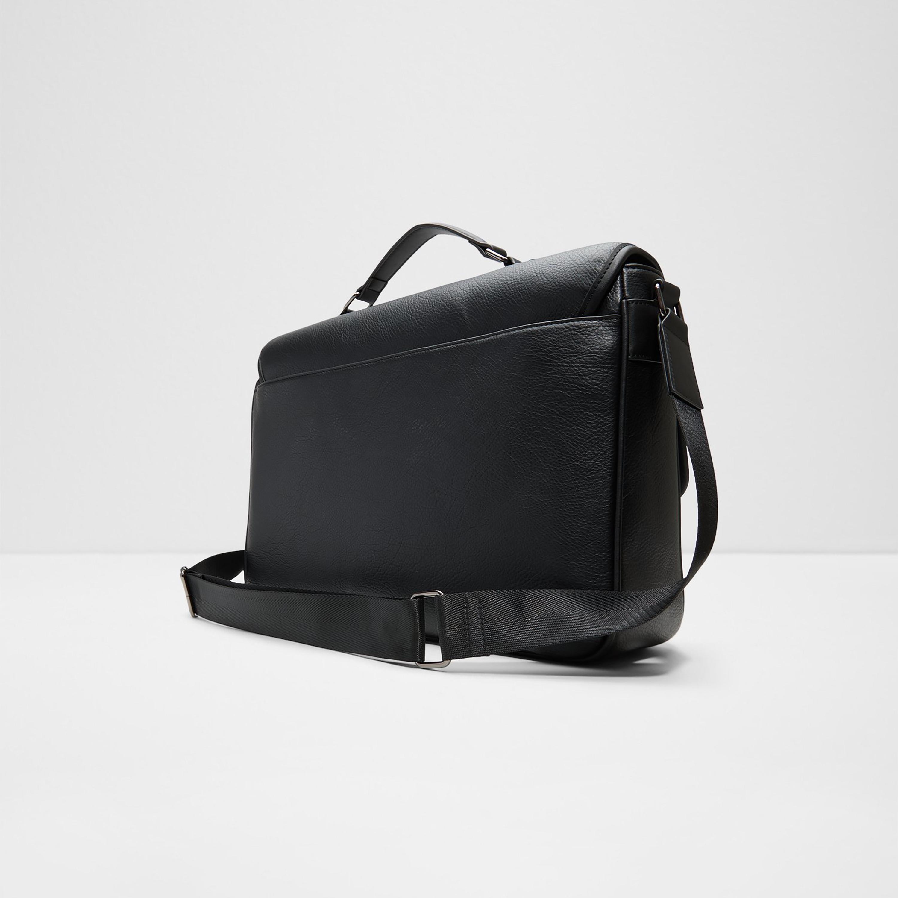 Aldo Souhil Plain Messenger Bag with Metal Buckle and Adjustable Shoulder Strap-men-bags-image-2