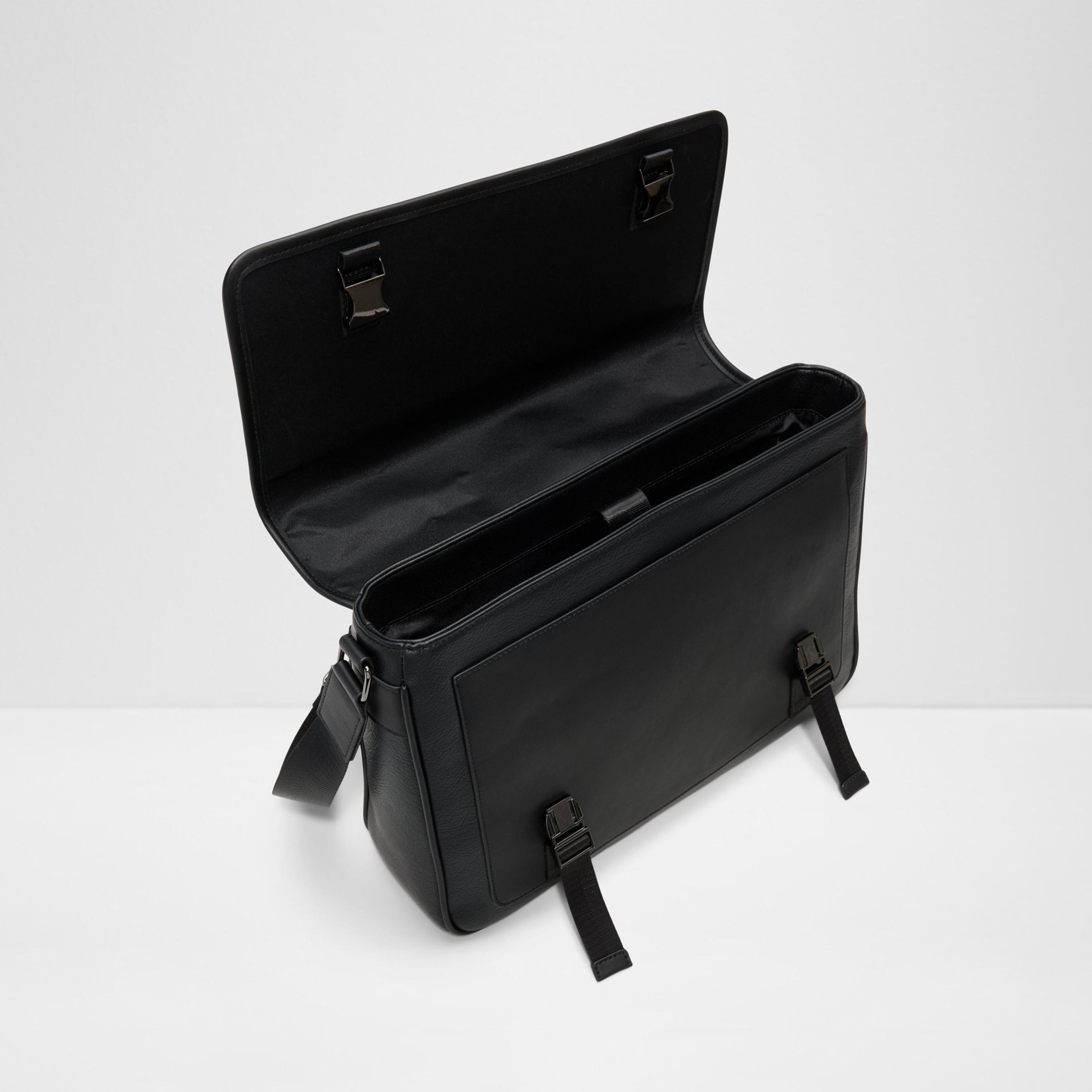 Aldo Souhil Plain Messenger Bag with Metal Buckle and Adjustable Shoulder Strap-men-bags-image-3