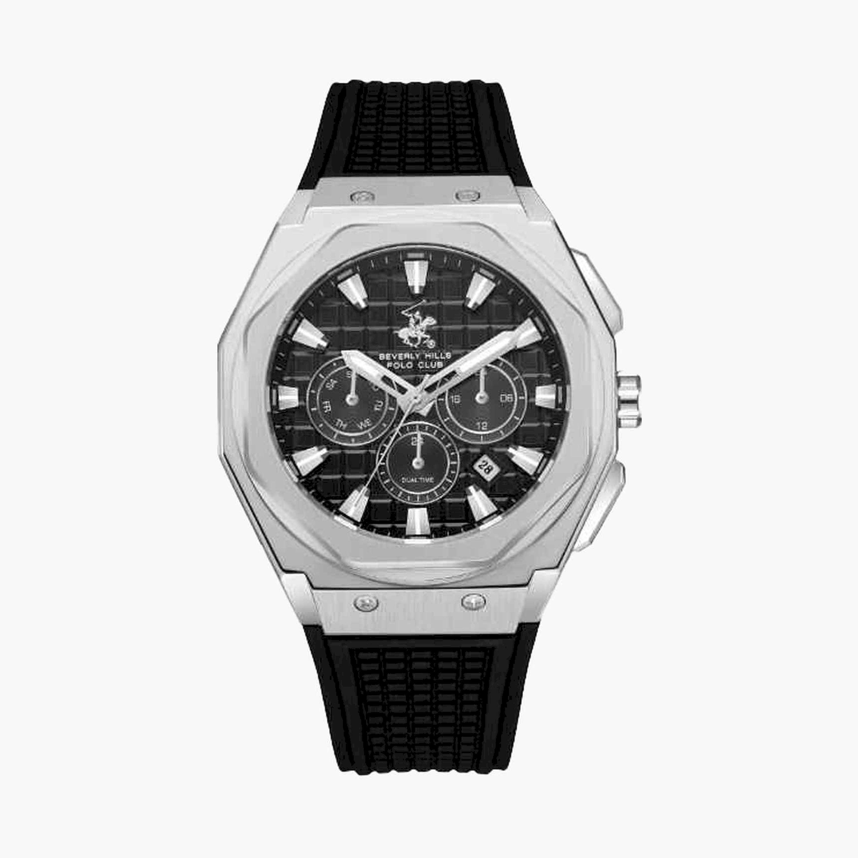 Beverly Hills Polo Club Men's 45MM Silver Chronograph Silicone Strap Watch | BP3718X.351-men-watchesandjewellery-watches-image-1