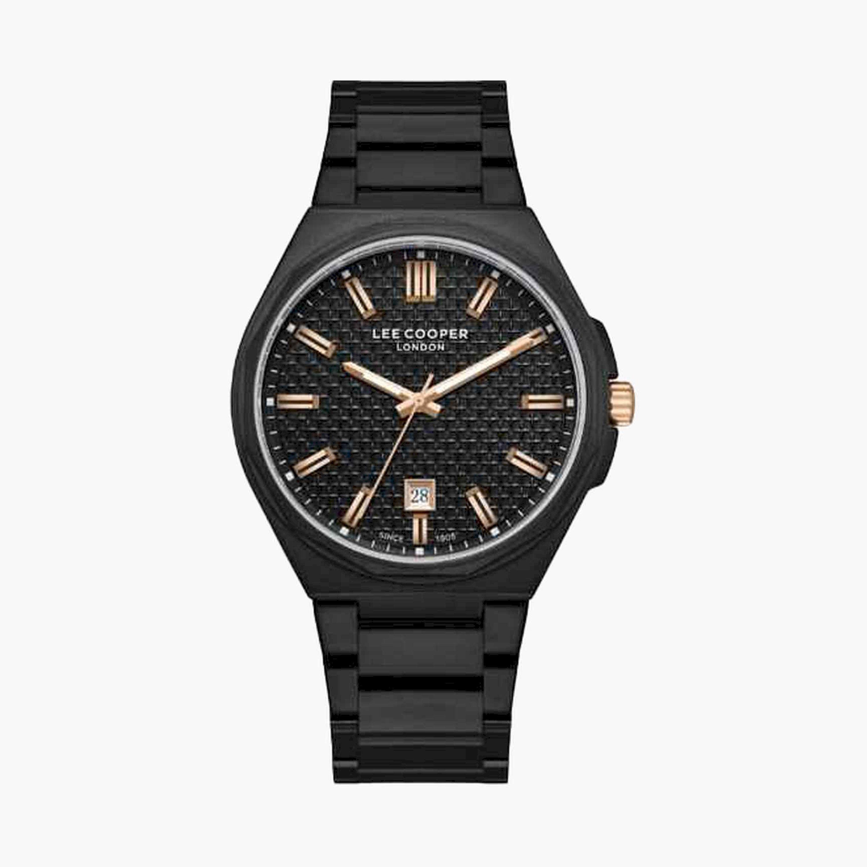 لي كوبر- ساعة تناظري سوار معدني للرجال 42مم لون اسود | LC08031.650-men-watchesandjewellery-watches-image-1