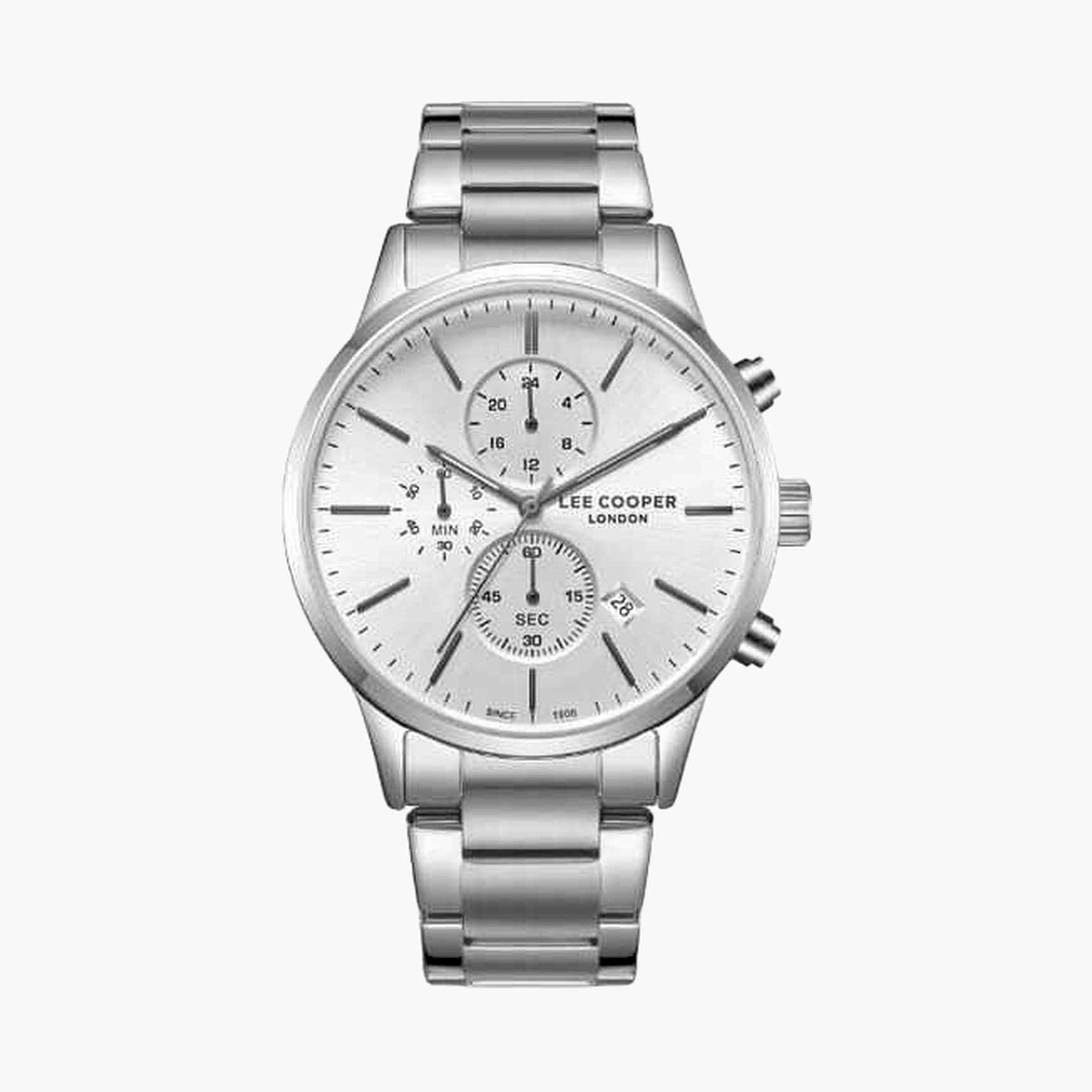 لي كوبر- ساعة كرونوغراف سوار معدني للرجال 44مم لون فضي | LC08042.330-men-watchesandjewellery-watches-image-1