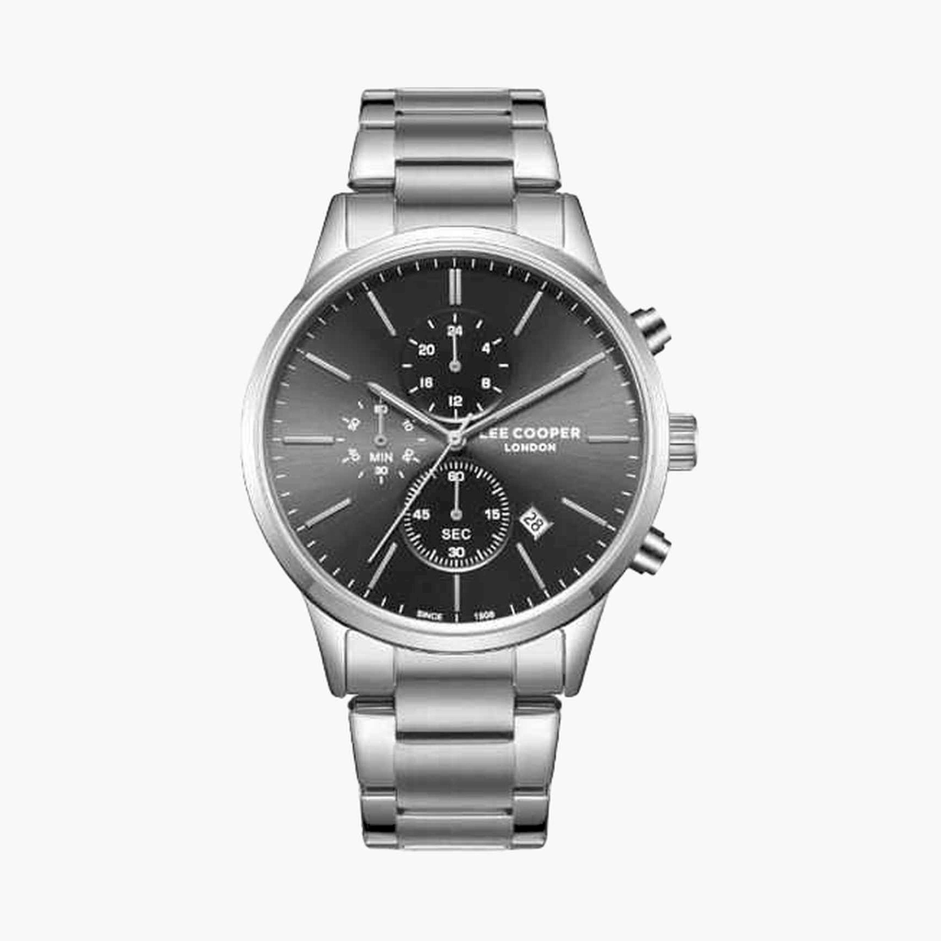 لي كوبر- ساعة كرونوغراف سوار معدني للرجال 44مم لون فضي | LC08042.350-men-watchesandjewellery-watches-image-1