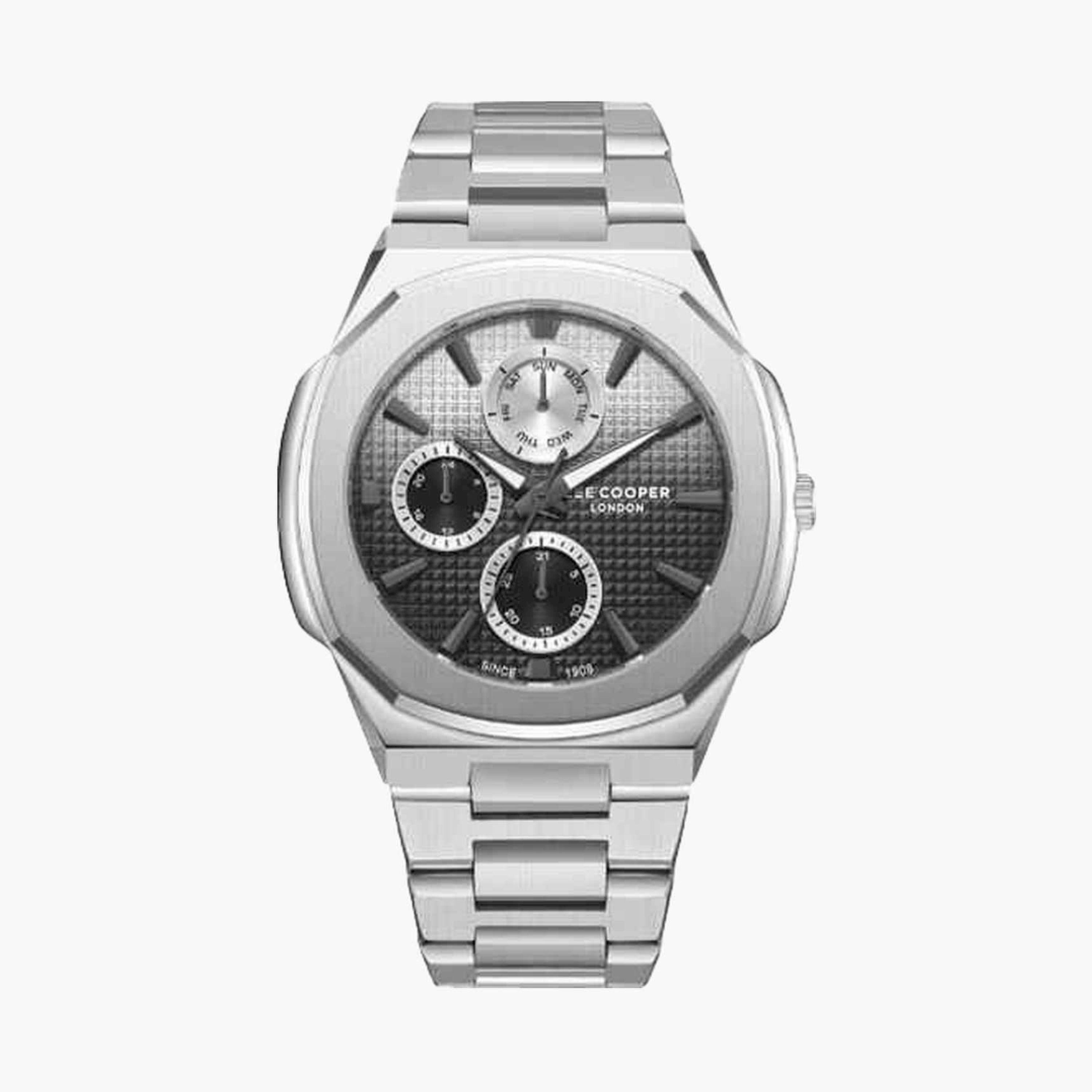 لي كوبر- ساعة كرونوغراف سوار معدني للرجال 45مم لون فضي | LC08047.350-men-watchesandjewellery-watches-image-1
