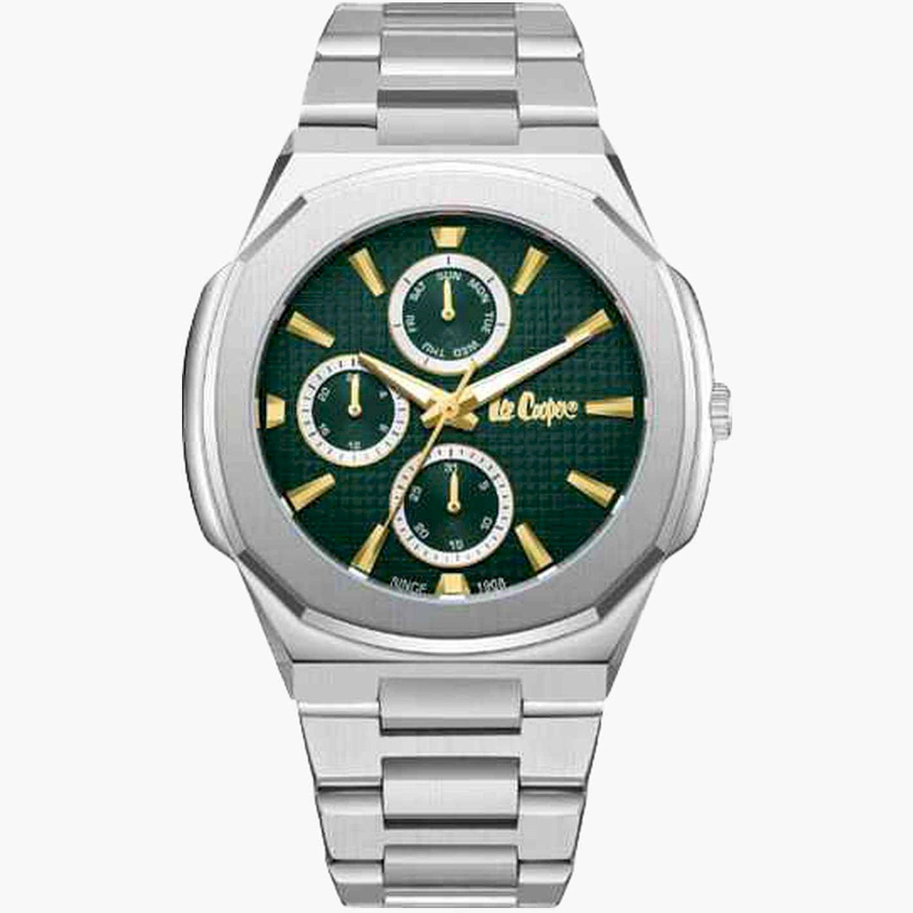 لي كوبر- ساعة كرونوغراف سوار معدني للرجال 45مم لون فضي | LC08047.370-men-watchesandjewellery-watches-image-1