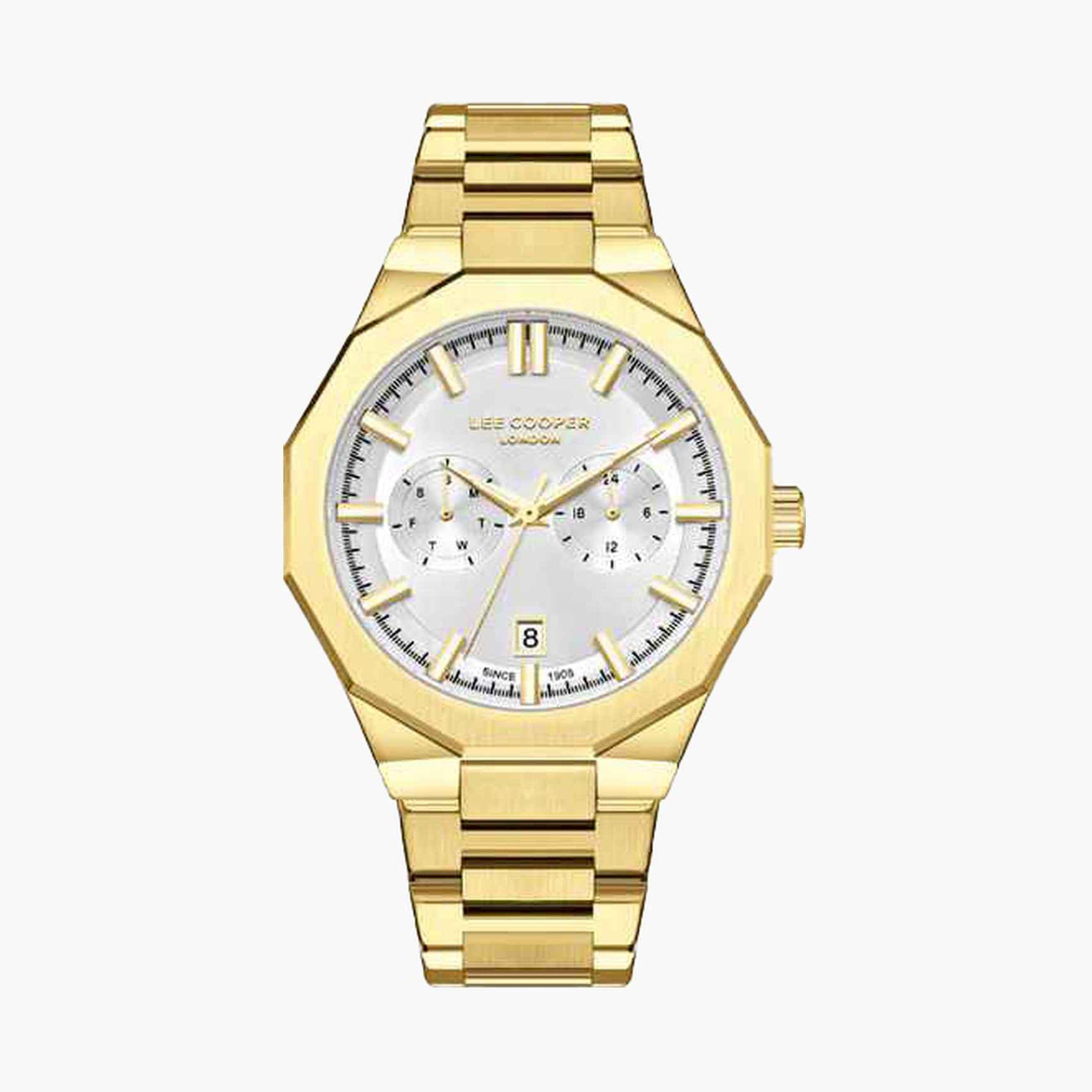 لي كوبر- ساعة كرونوغراف سوار معدني للرجال 44مم لون ذهبي | LC08018.130-men-watchesandjewellery-watches-image-1
