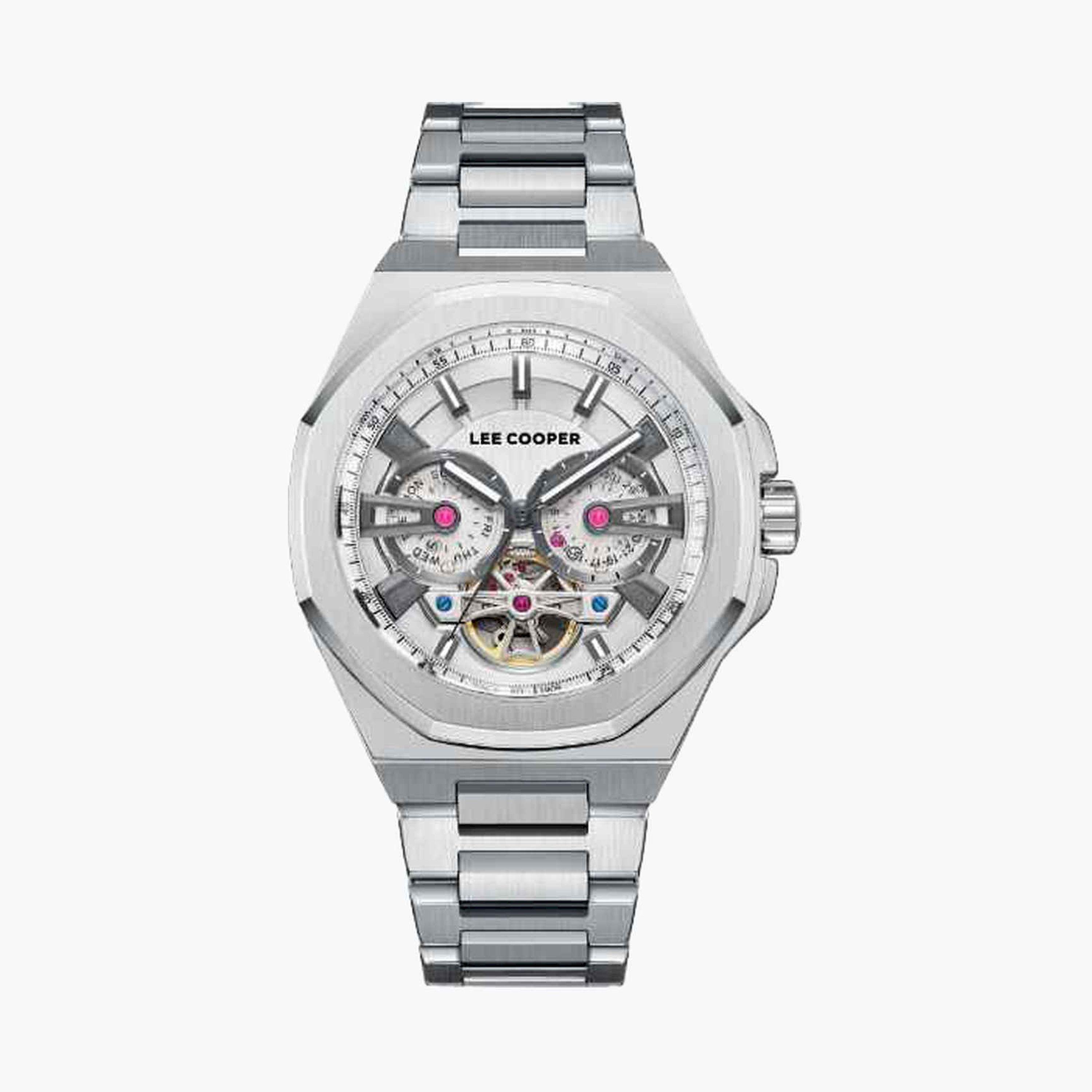 Lee Cooper Men's 43MM Silver Automatic Metal Strap Watch | LC08124.330-men-watchesandjewellery-watches-image-1