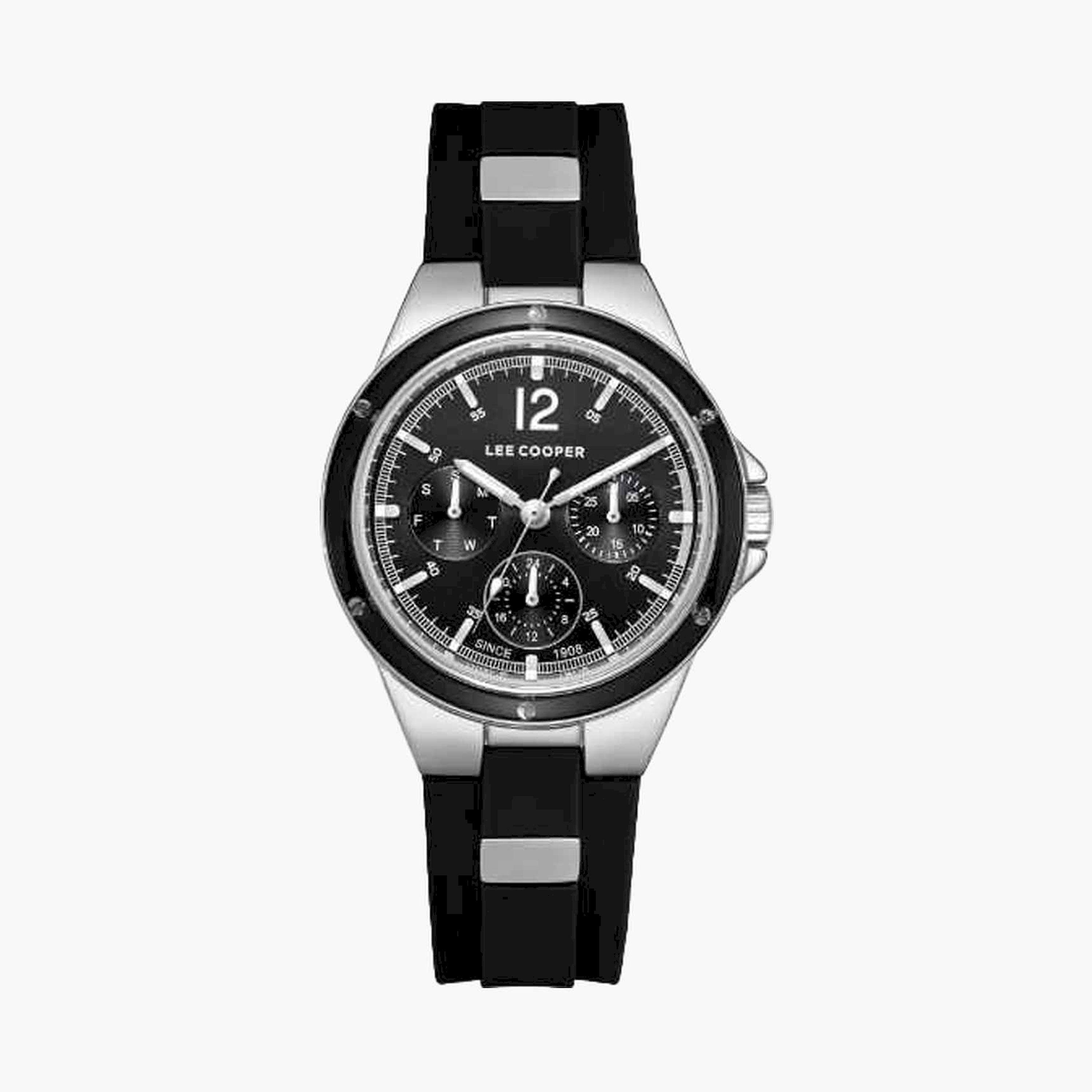 لي كوبر- ساعة كرونوغراف سوار سيليكون للنساء 35مم لون اسود | LC08099.351-women-watchesandjewellery-watches-image-1