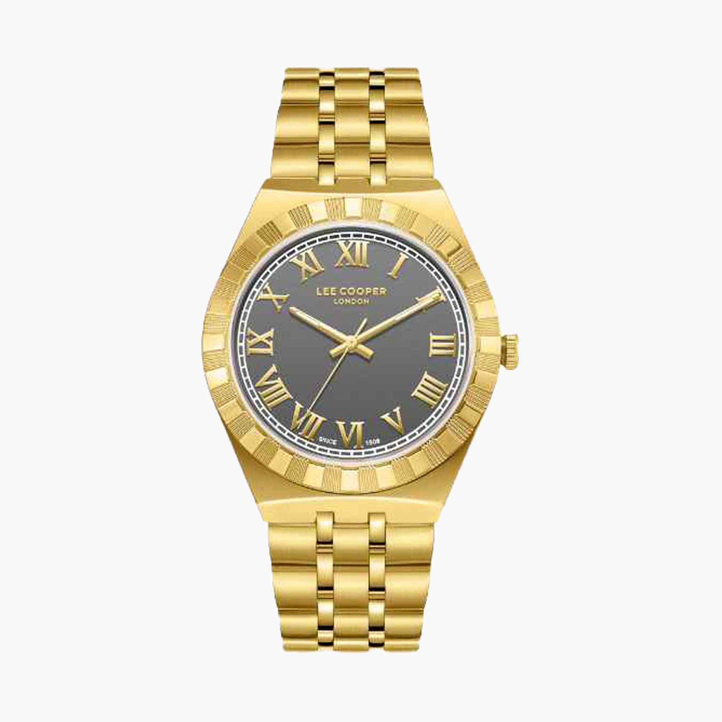 لي كوبر- ساعة تناظري سوار معدني للرجال 41مم لون ذهبي | LC08060.160-men-watchesandjewellery-watches-image-1