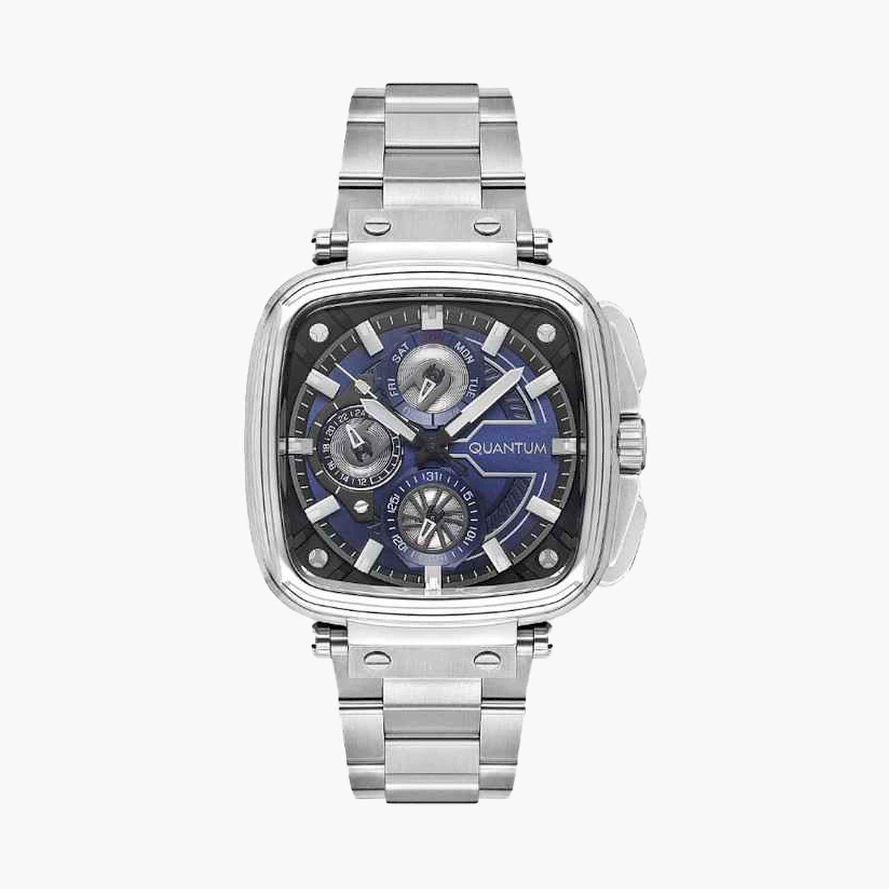 كوانتوم- ساعة كرونوغراف سوار معدني للرجال 44مم لون فضي | PWG1092.390-men-watchesandjewellery-watches-image-1