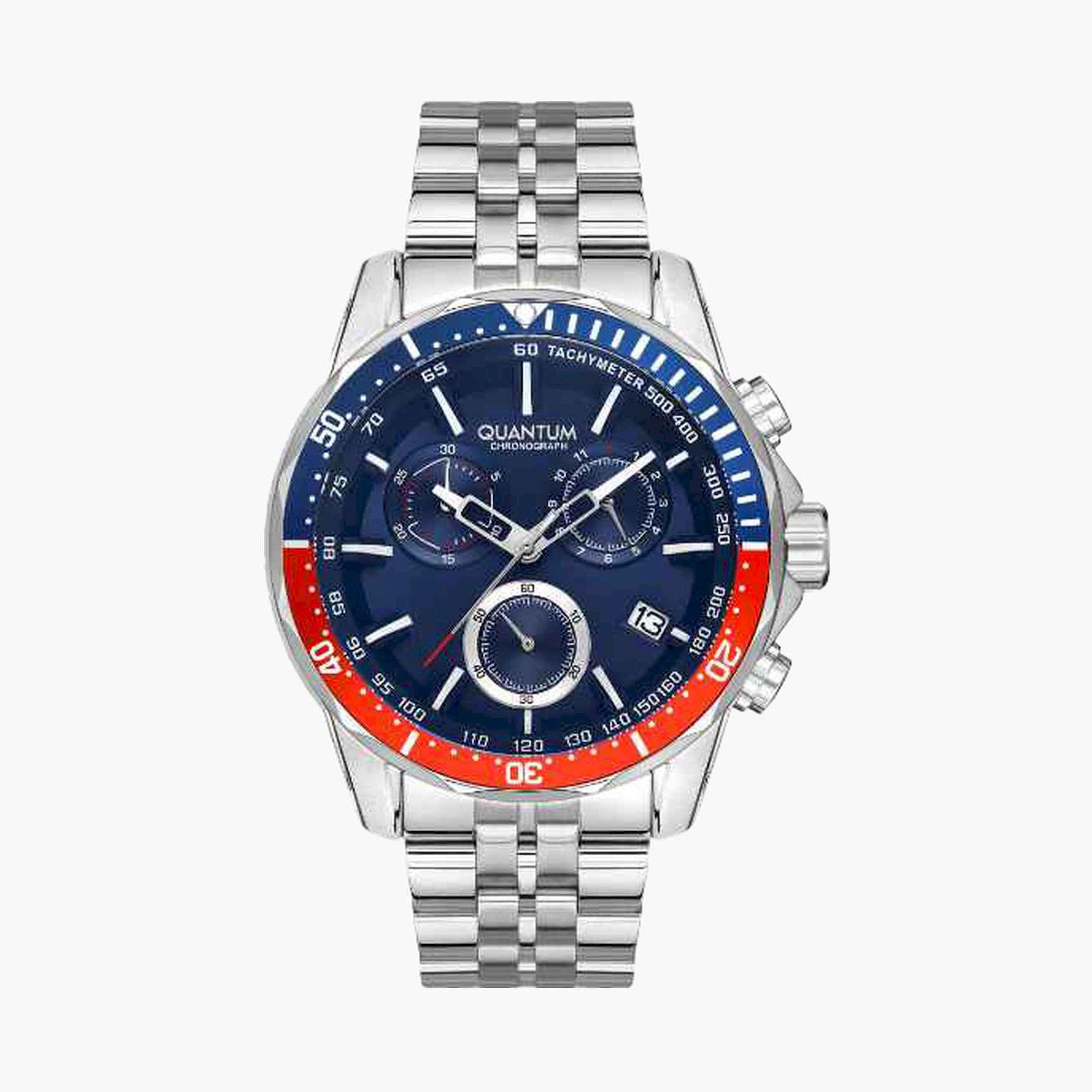كوانتوم- ساعة كرونوغراف سوار معدني للرجال 46مم لون فضي | PWG1036.390-men-watchesandjewellery-watches-image-1