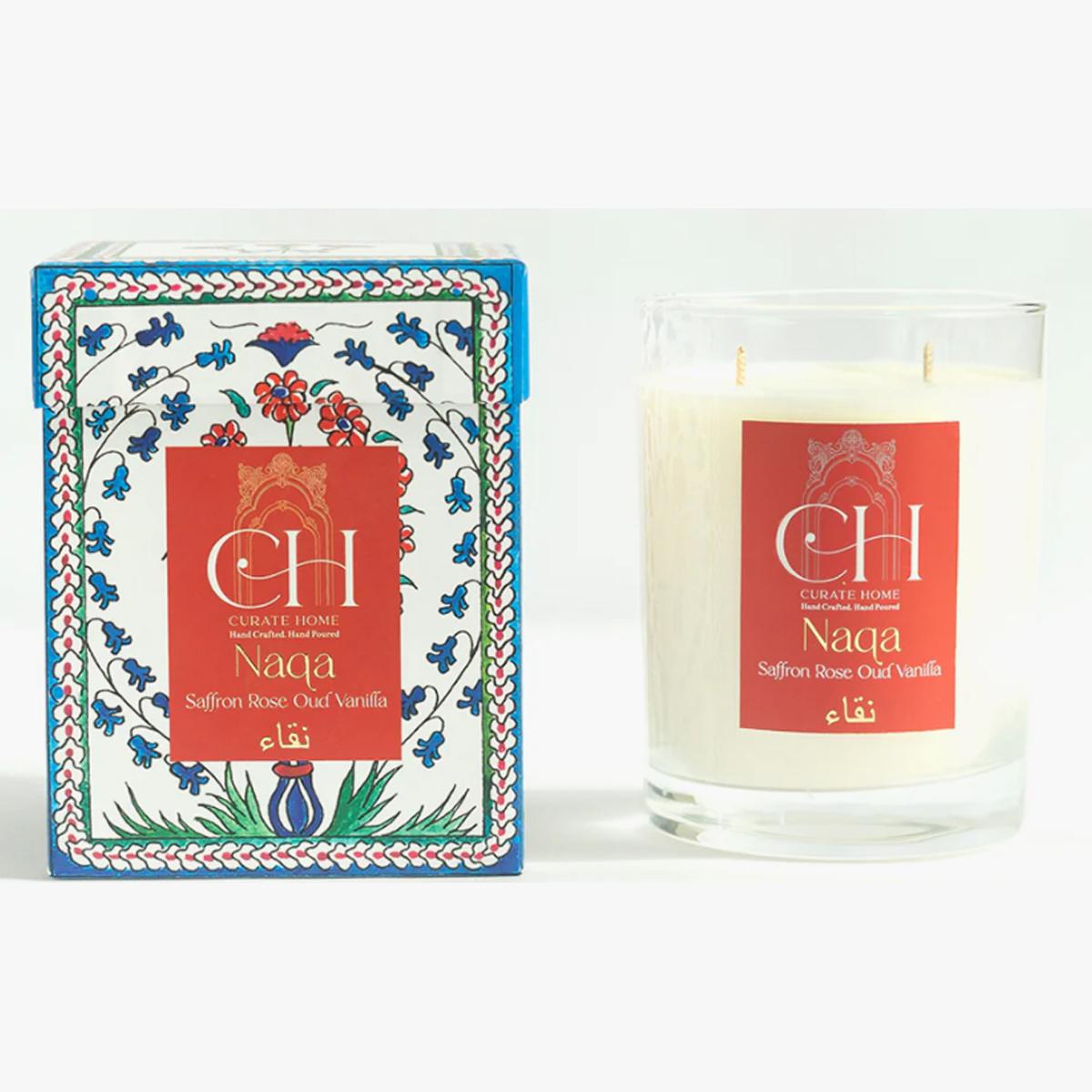 Naqa Saffron Rose Oud Vanilla Scented Jar Candle