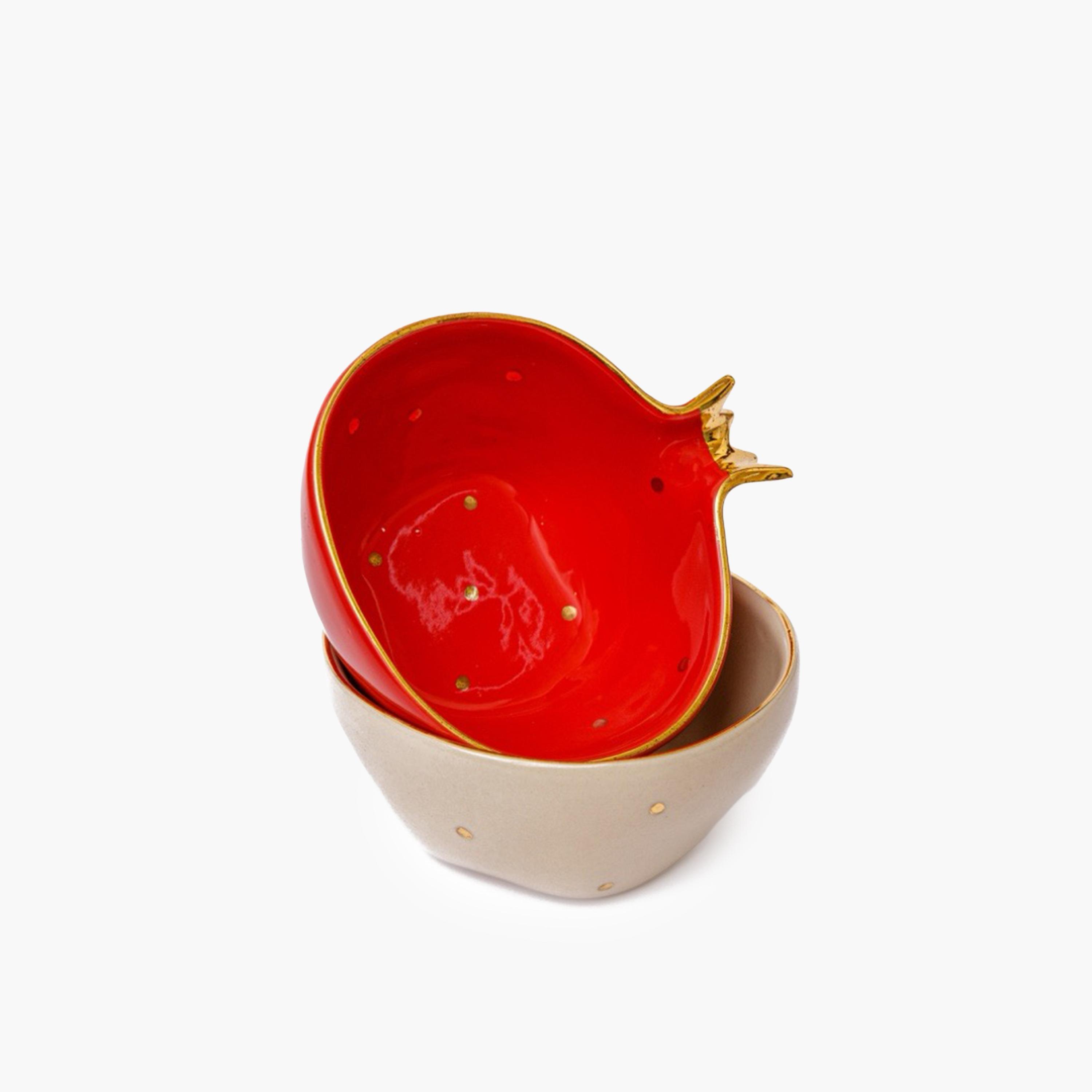 Pomegranate 2-Piece Ceramic Dessert Bowl Set - 12 cm
