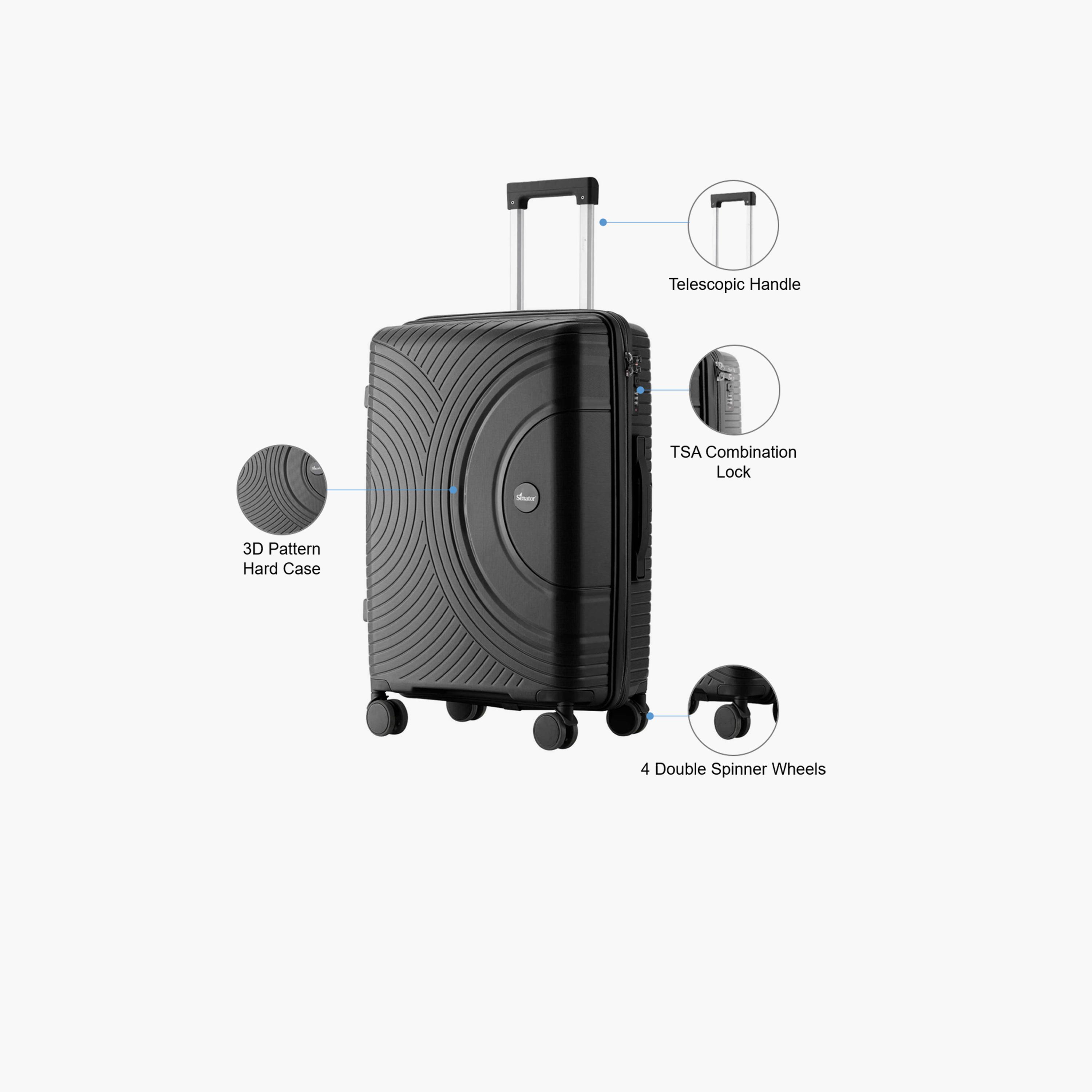 Senator 65.5 CM Medium Check-in Polypropylene Hard Sided 4-Wheeler Spinner Trolley Bag with 3-Digit Combination Lock | KH1010-24-travel-luggagesandbags-luggage-image-3