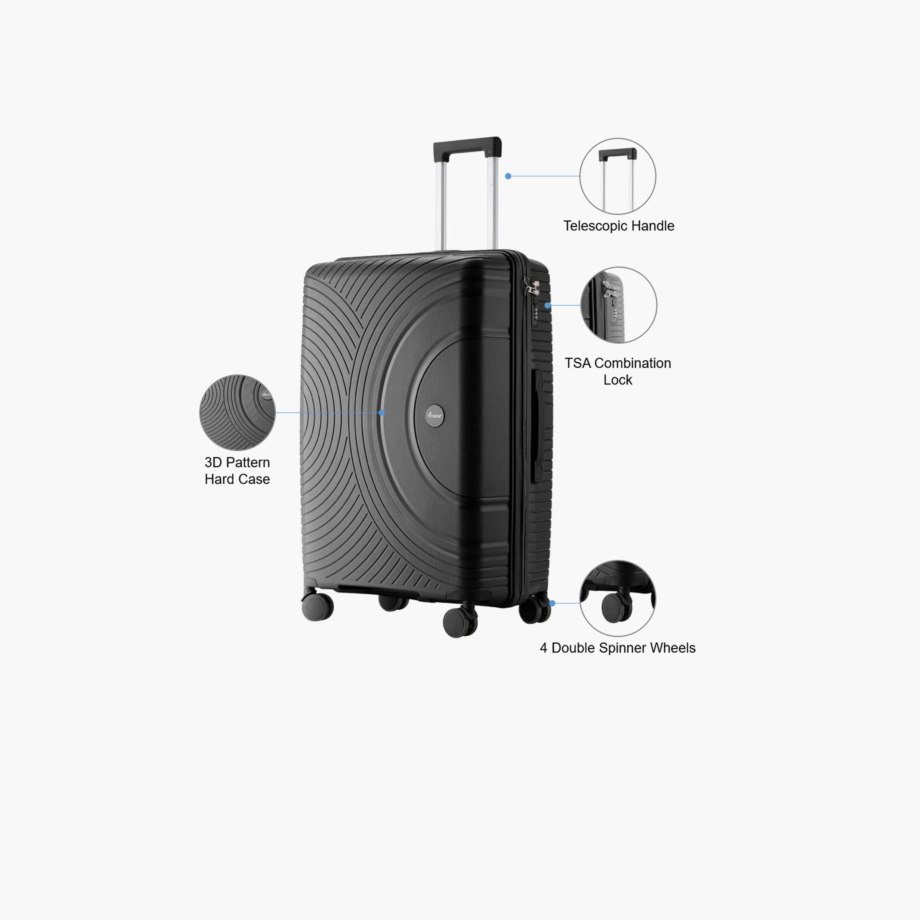 Senator 75 CM Large Check-in Polypropylene Hard Sided 4-Wheeler Spinner Trolley Bag with 3-Digit Combination Lock | KH1010-28-travel-luggagesandbags-luggage-image-3