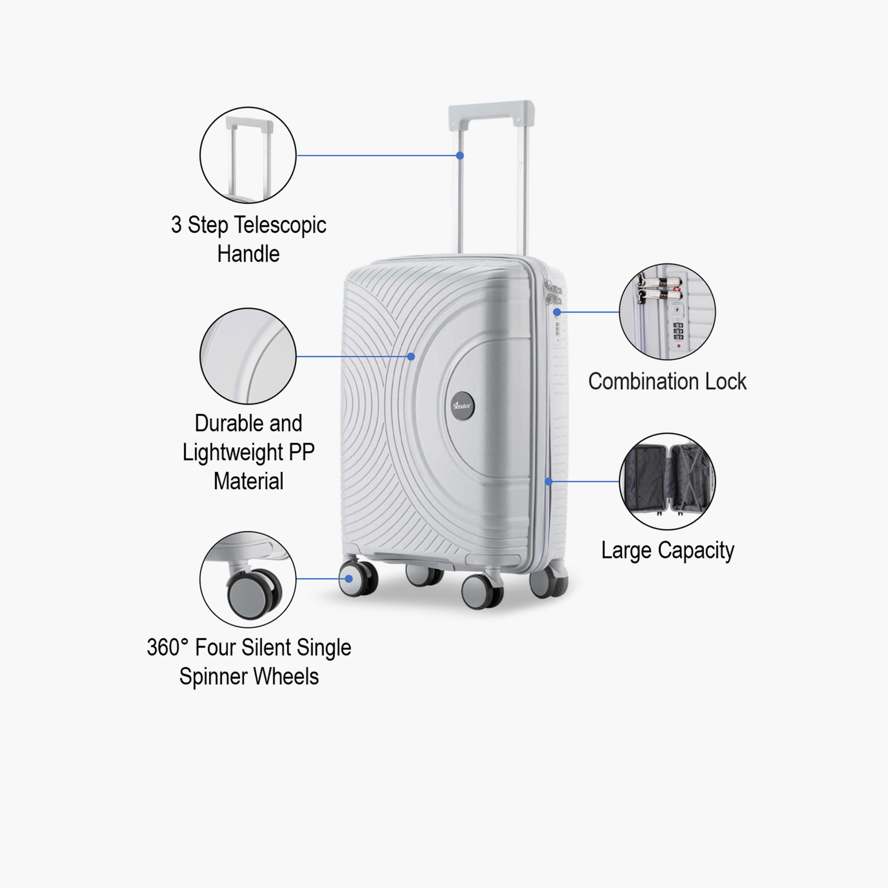 Senator 56 CM Small Cabin Polypropylene Hard Sided 4-Wheeler Spinner Trolley Bag with 3-Digit Combination Lock | KH1010-20-travel-luggagesandbags-luggage-image-3