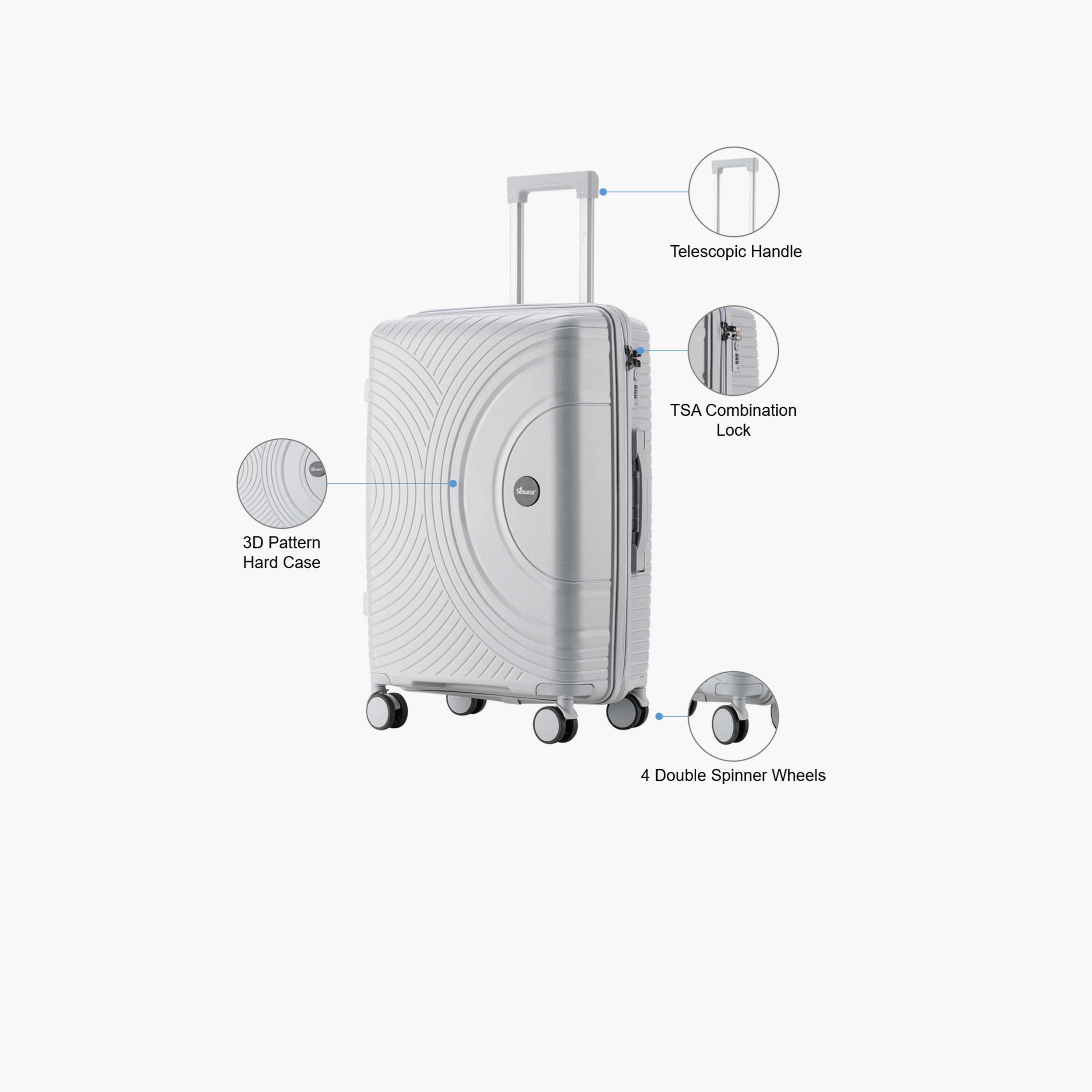 Senator 65.5 CM Medium Check-in Polypropylene Hard Sided 4-Wheeler Spinner Trolley Bag with 3-Digit Combination Lock | KH1010-24-travel-luggagesandbags-luggage-image-3