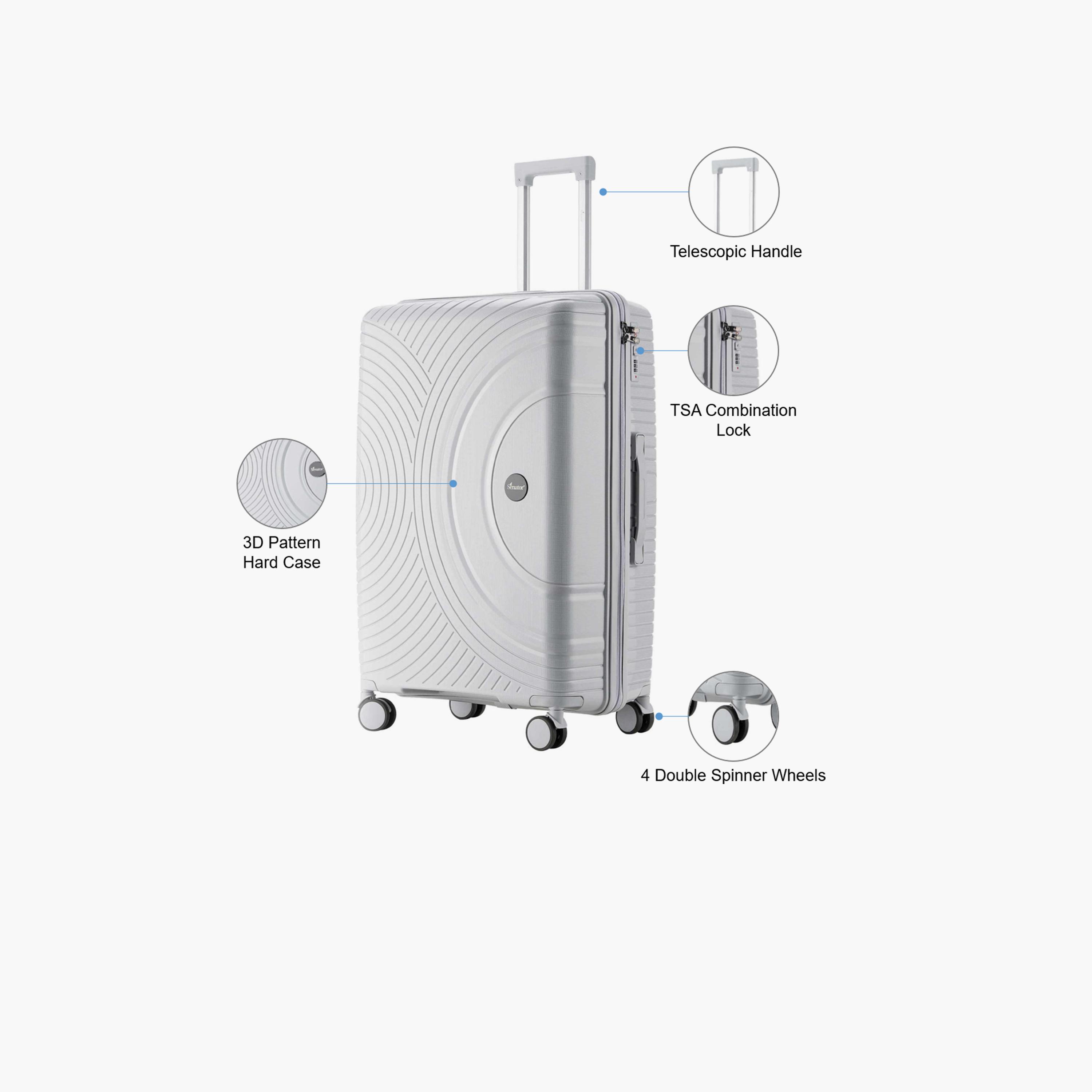 Senator 75 CM Large Check-in Polypropylene Hard Sided 4-Wheeler Spinner Trolley Bag with 3-Digit Combination Lock | KH1010-28-travel-luggagesandbags-luggage-image-3