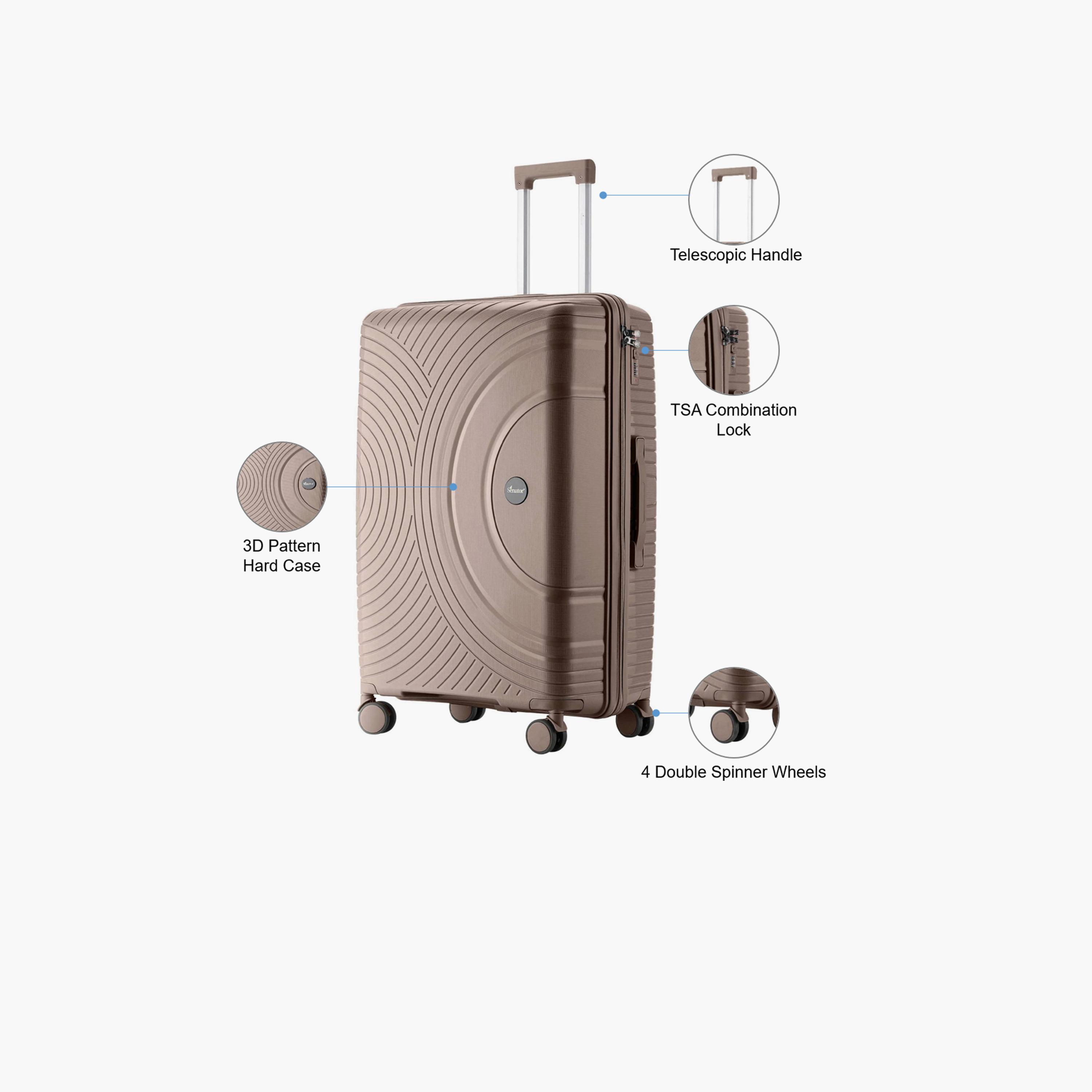 Senator 75 CM Large Check-in Polypropylene Hard Sided 4-Wheeler Spinner Trolley Bag with 3-Digit Combination Lock | KH1010-28-travel-luggagesandbags-luggage-image-3