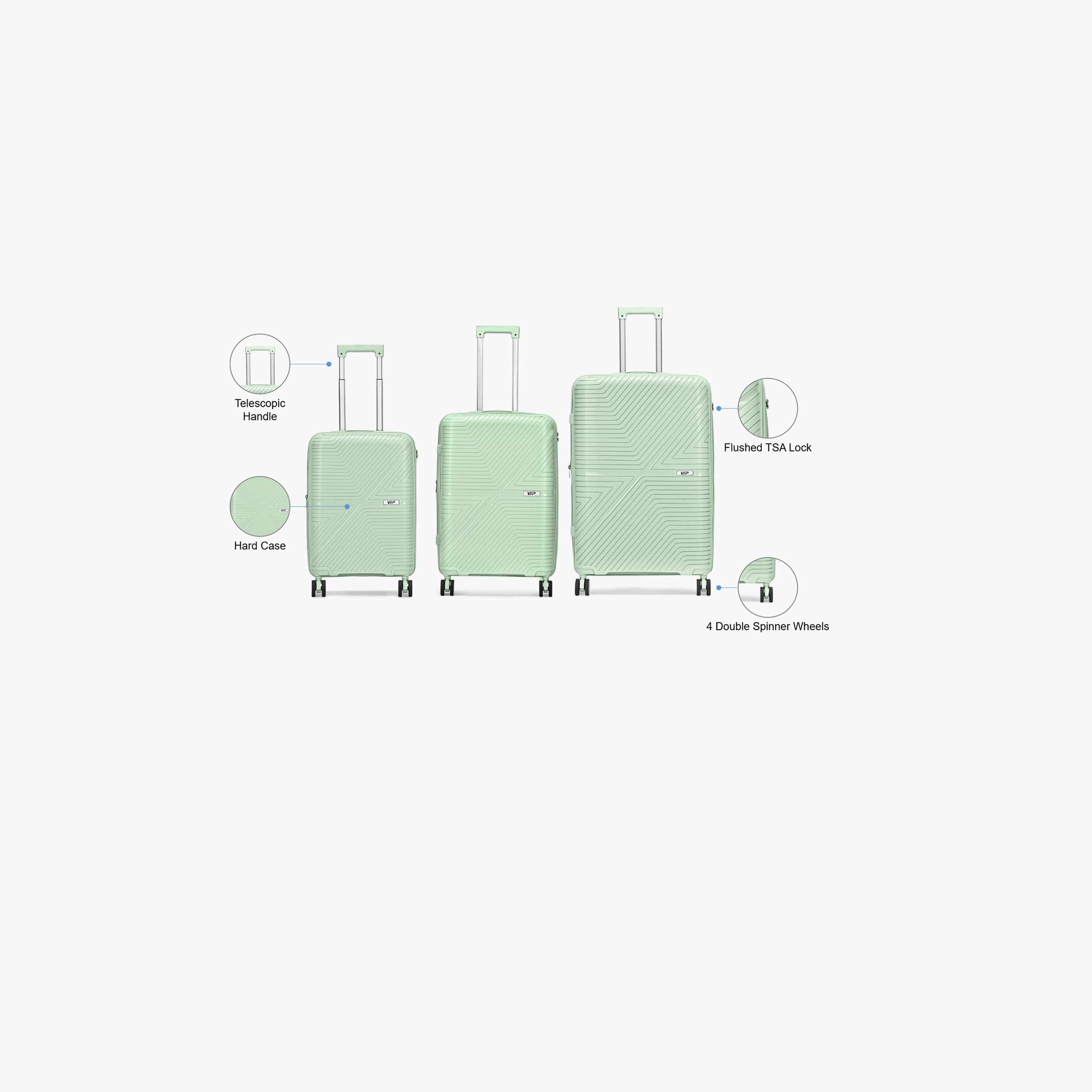 VIP Retreat Set of 3 Polypropylene Hard Sided 4-Wheeler Spinner Trolley Bag with TSA Lock-travel-luggagesandbags-luggage-image-2