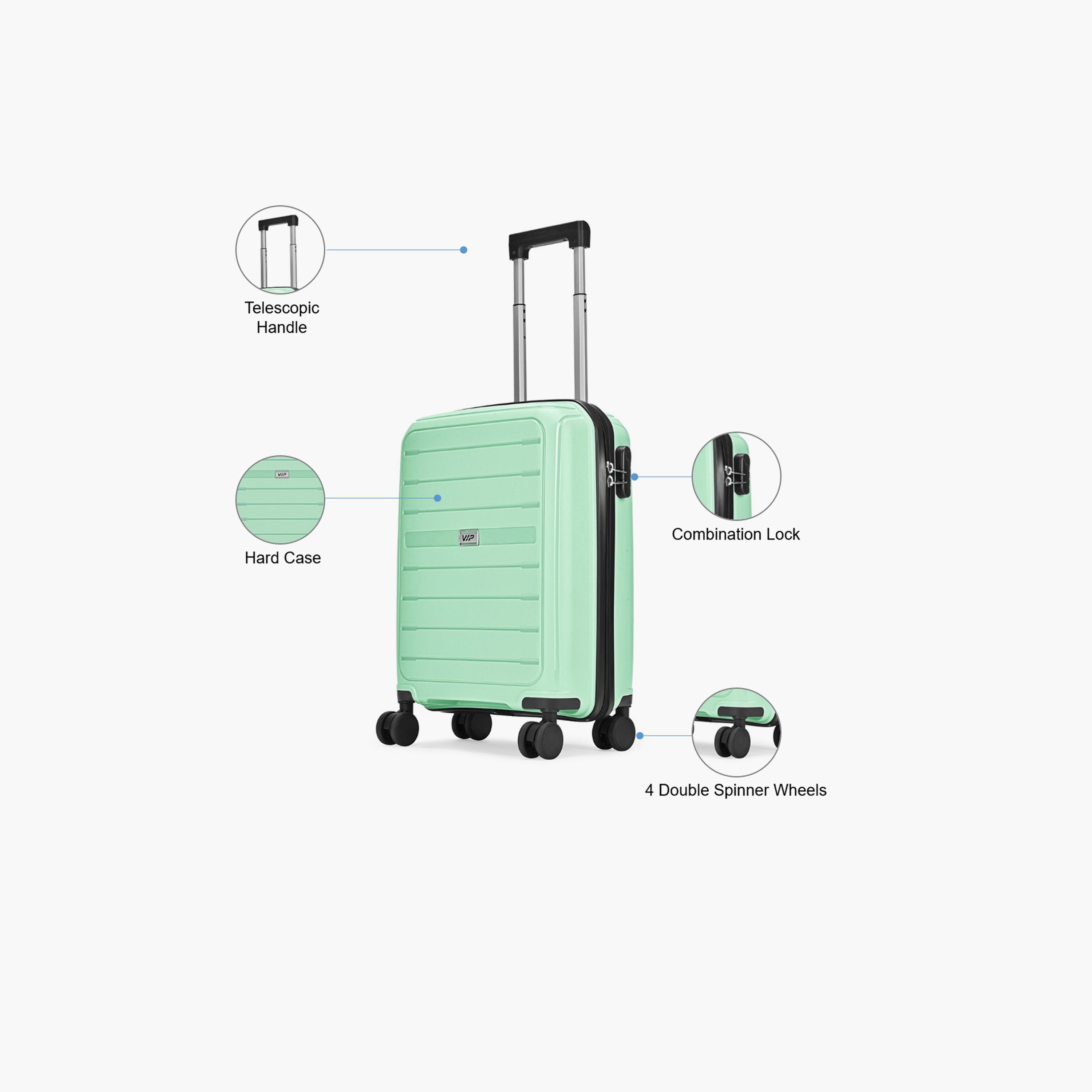 VIP Trekk 55.5 CM Small Cabin Polypropylene Hard Sided 4-Wheeler Spinner Trolley Bag with Combination Lock-travel-luggagesandbags-luggage-image-3
