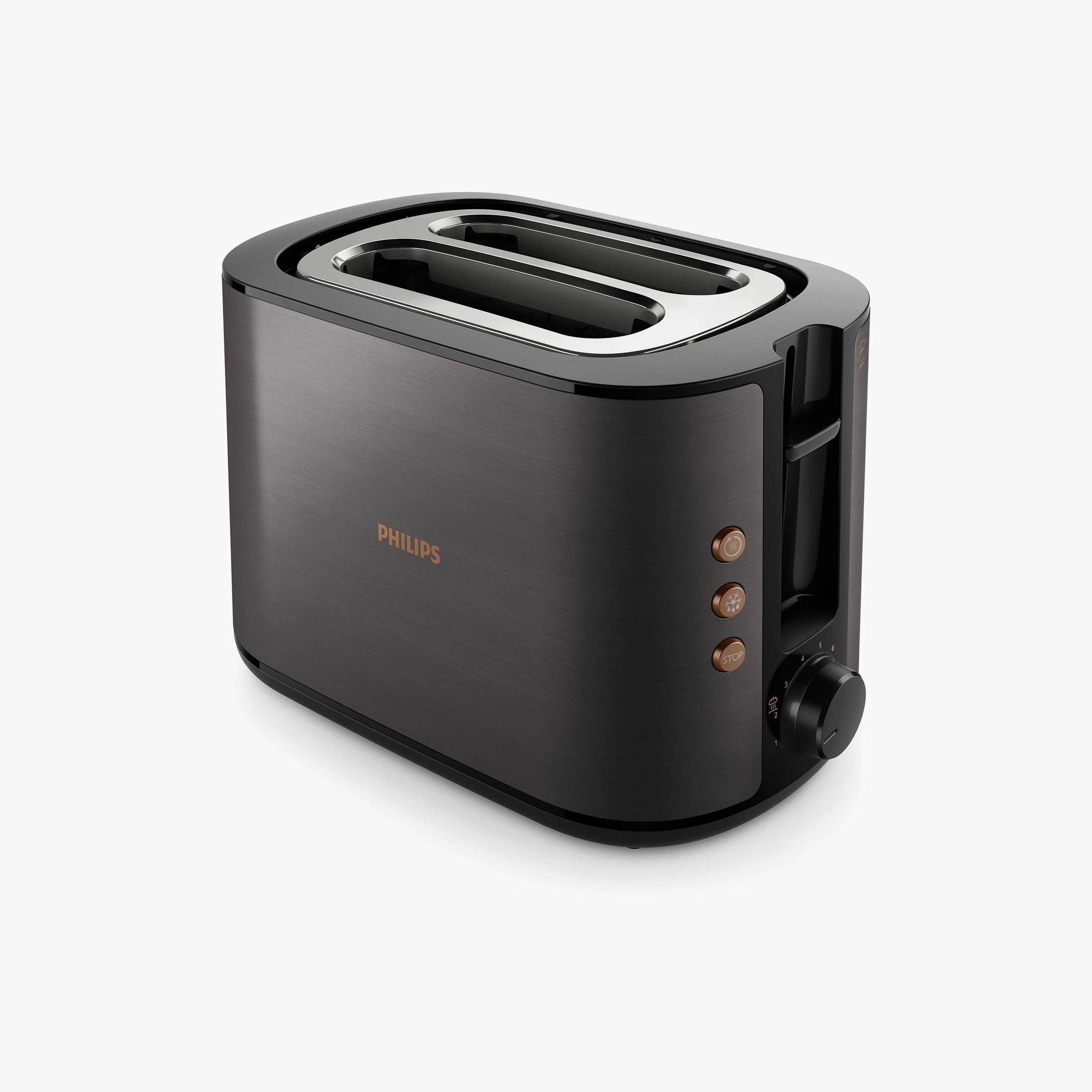 محمصة فيليبس ٥٠٠٠ سلسلة باللونين الأسود والنحاسي | HD2650-31-household-appliances-kitchenappliances-toasters-image-1