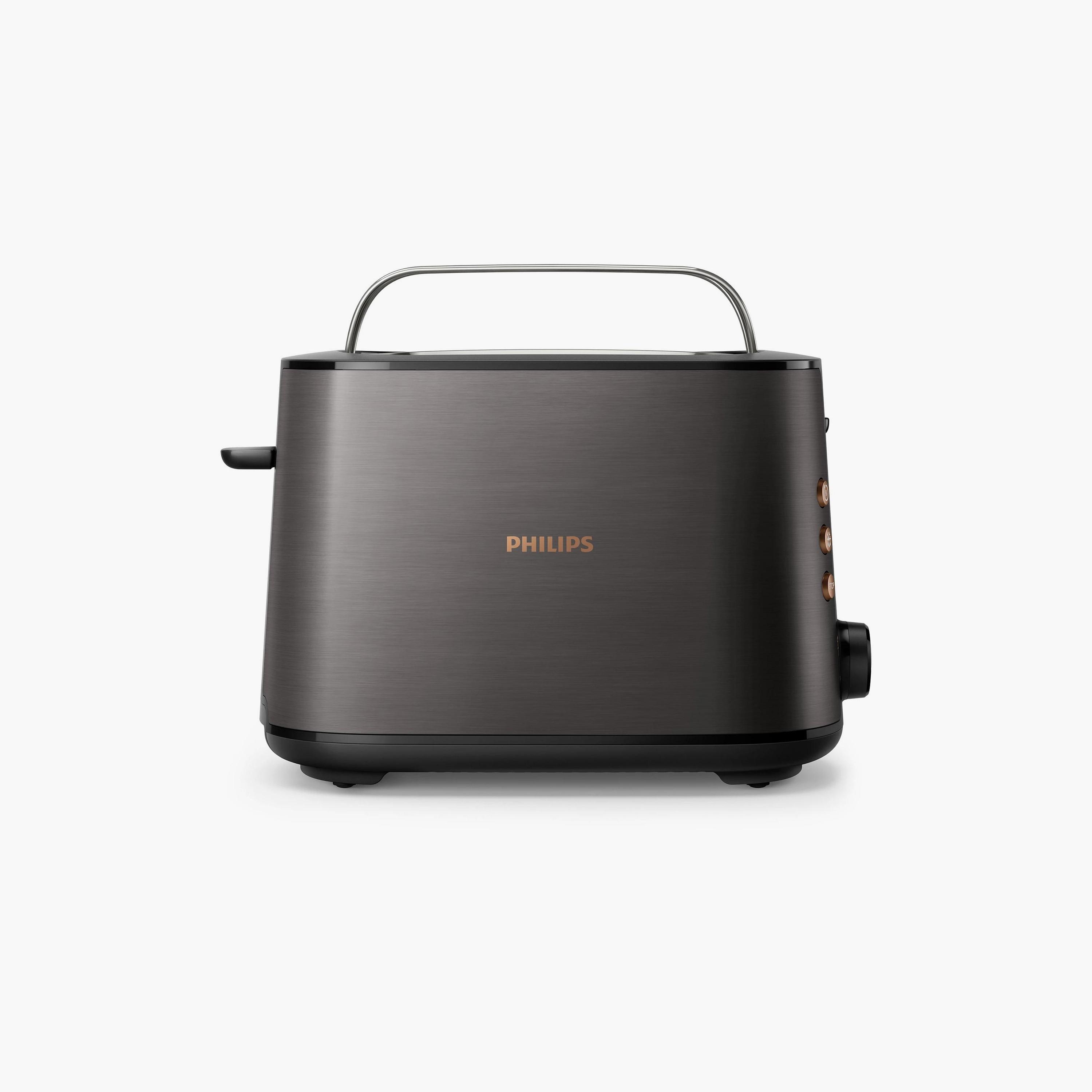 محمصة فيليبس ٥٠٠٠ سلسلة باللونين الأسود والنحاسي | HD2650-31-household-appliances-kitchenappliances-toasters-image-2